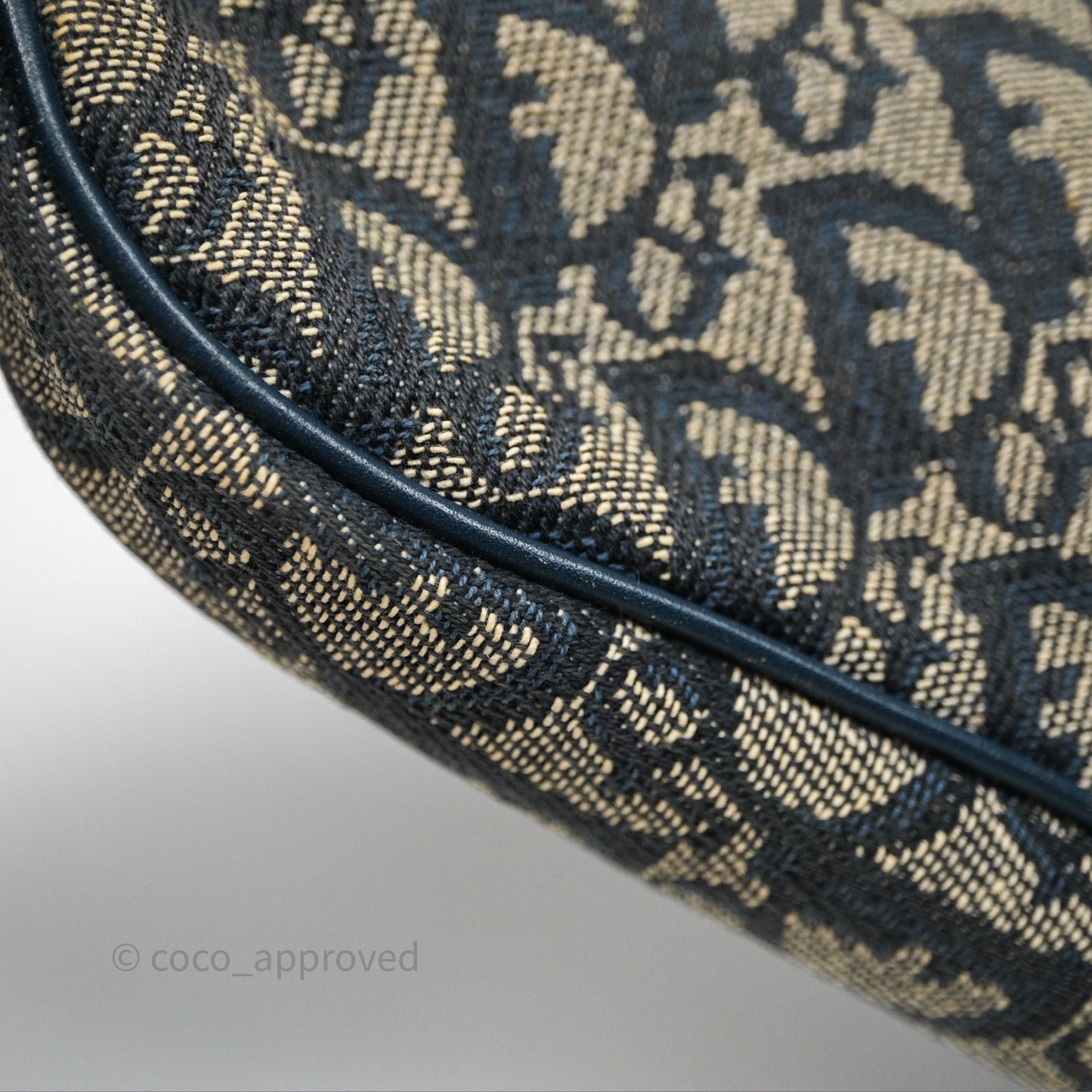 Christian Dior Vintage Mini Saddle Bag Blue Oblique Jacquard