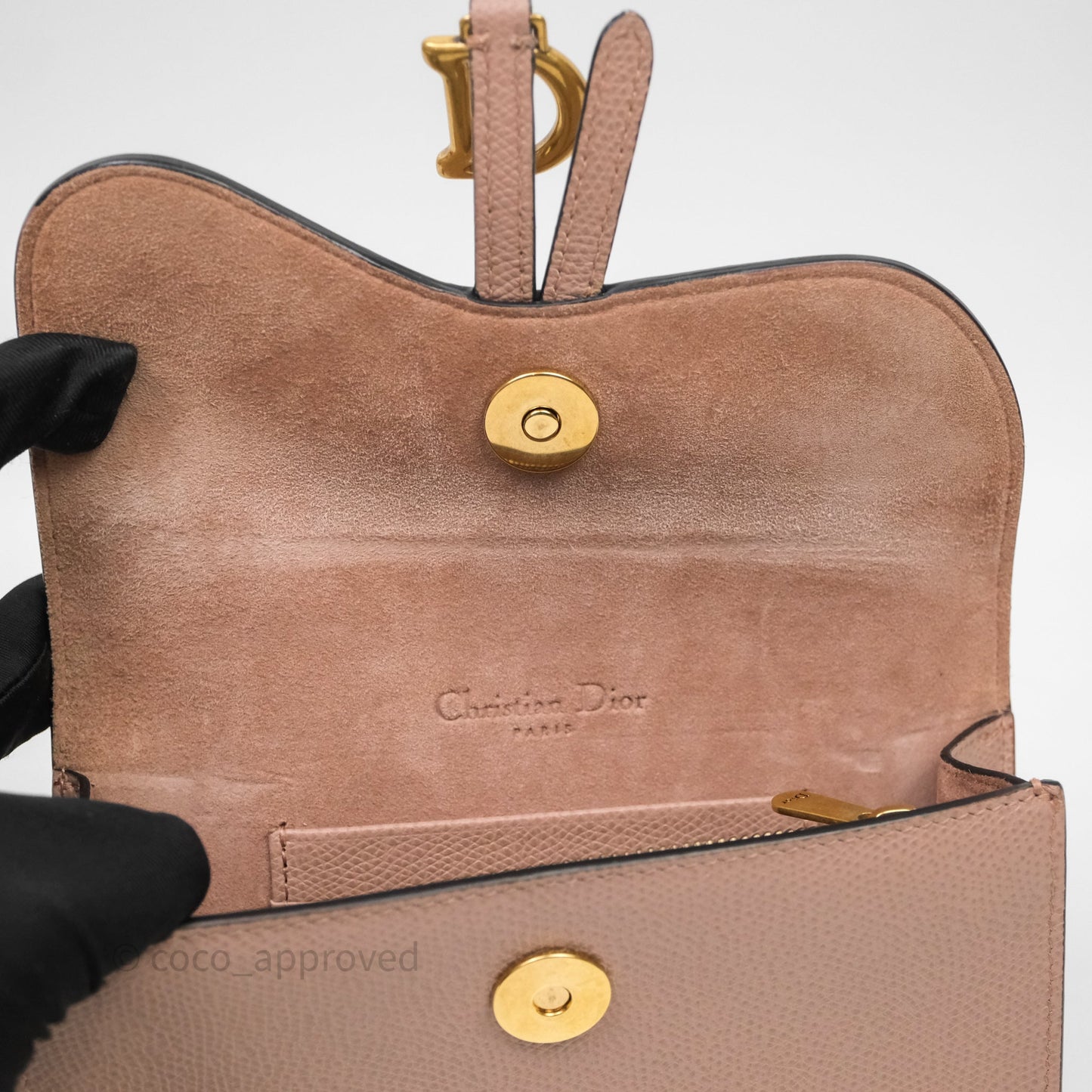 Christian Dior Saddle Belt Pouch Dusty Pink Matte Calfskin Gold Hardware