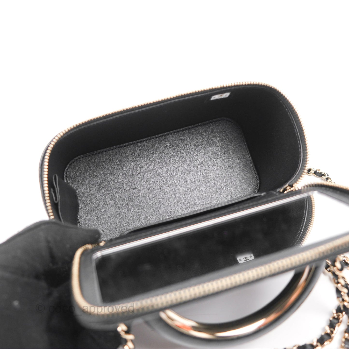 Chanel Top Handle Vanity Rectangular Black Lambskin Gold Hardware