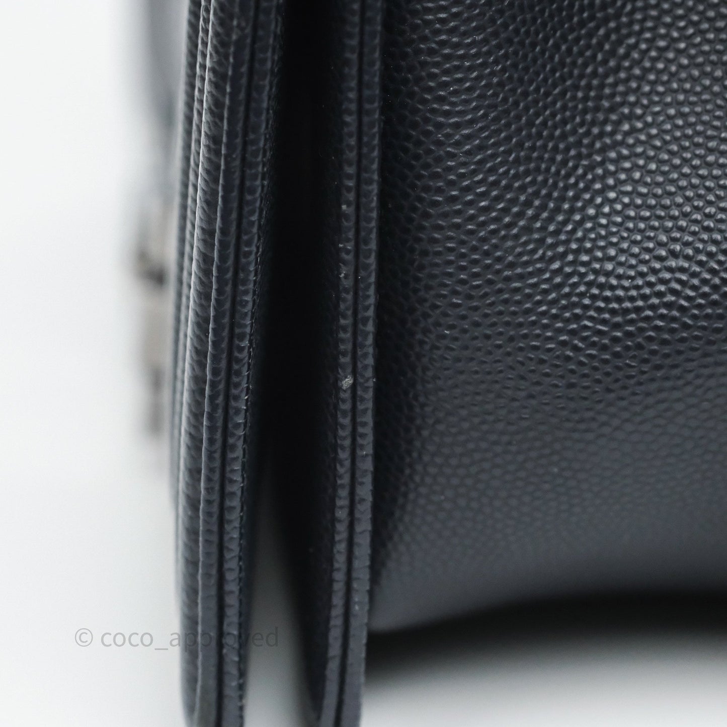 Chanel Medium Boy Chevron Dark Navy Caviar Silver Hardware