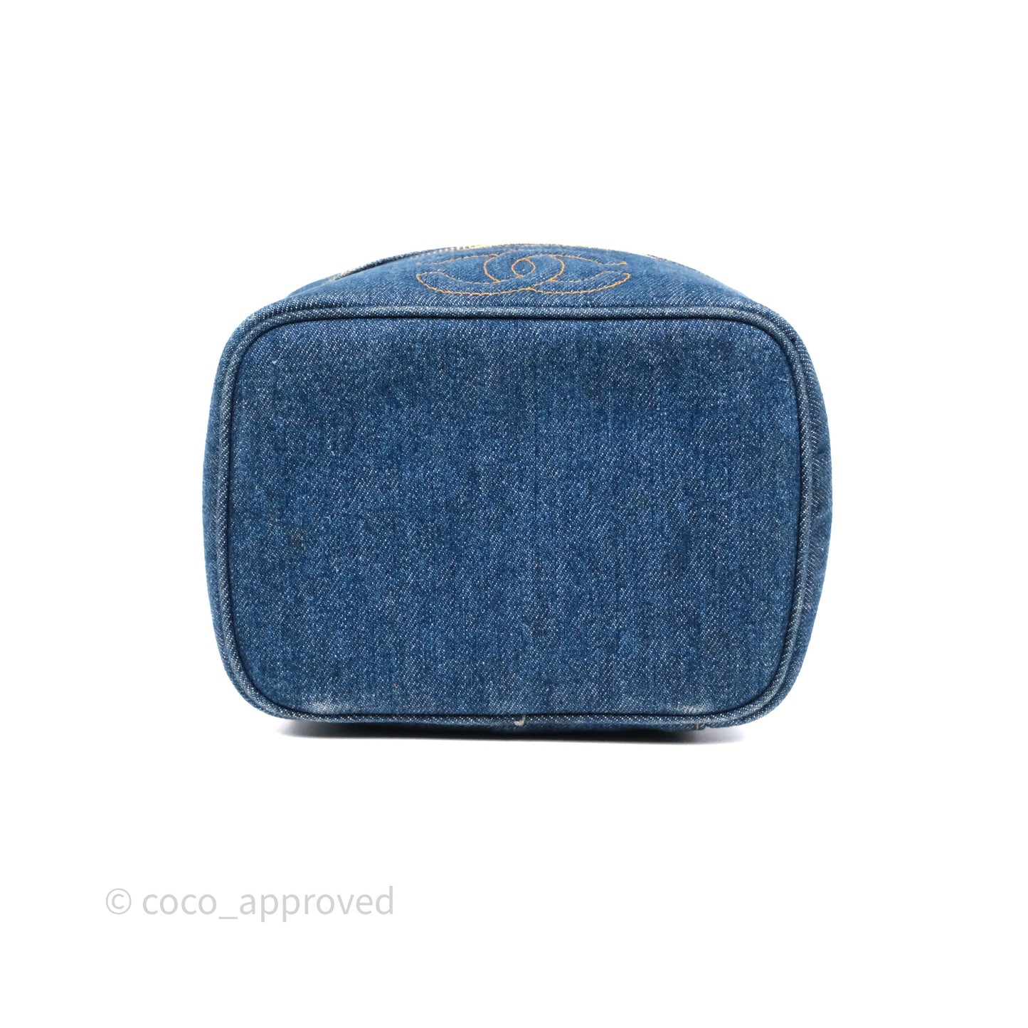 Chanel Vintage Vanity Case Denim Aged Gold Hardware