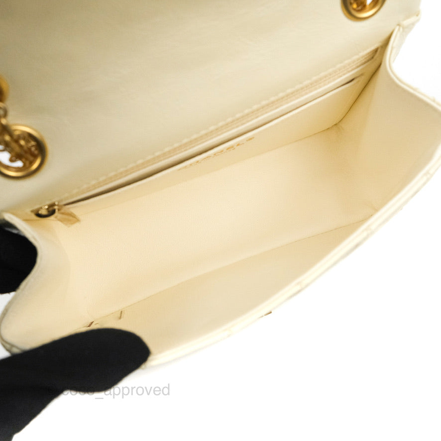 Chanel Mini Reissue 224 White Ivory Aged Calfskin Aged Gold Hardware