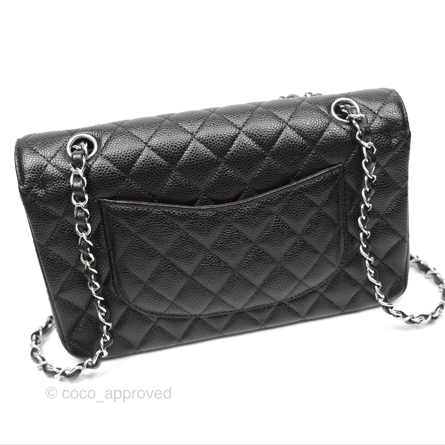 Chanel Classic M/L Medium Flap Quilted Black Caviar Silver Hardware