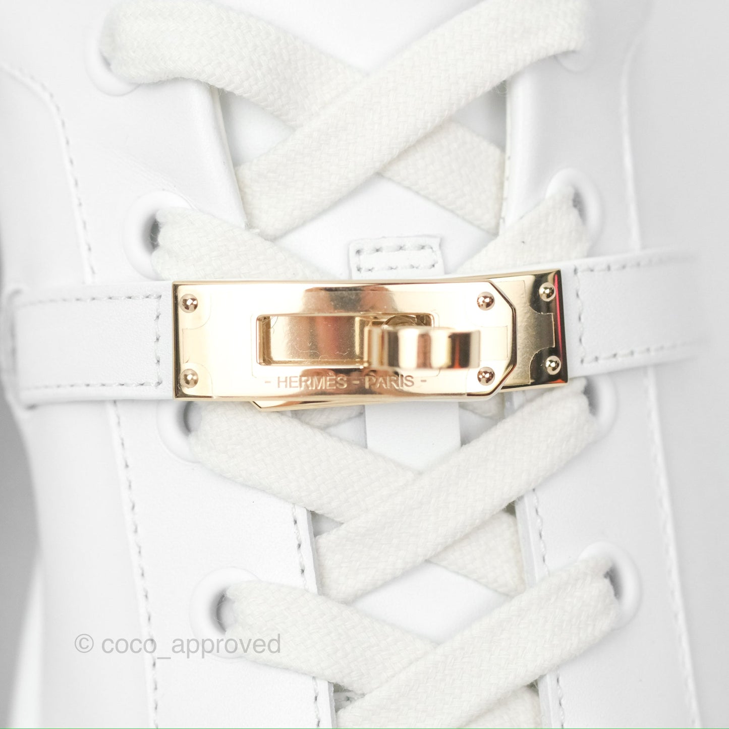 Hermès Day Sneakers White Calfskin Gold Hardware Size 35