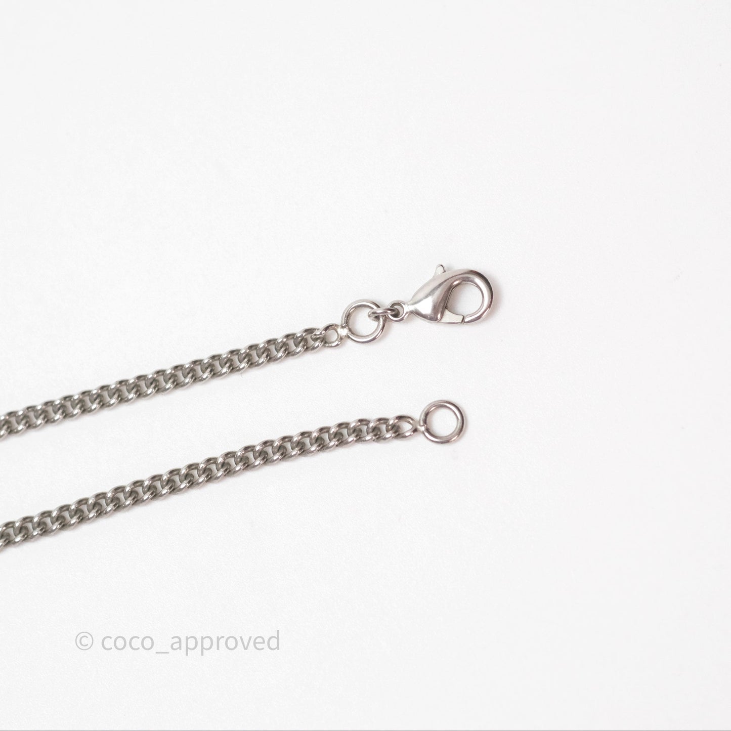 Chanel Crystal CC Long Necklace Silver Tone 15C