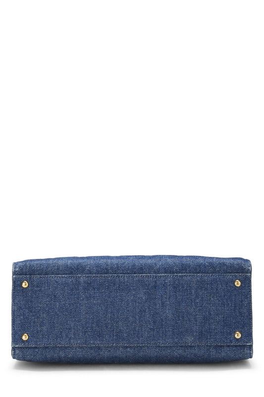 Chanel,  Blue Quilted Denim Tote Medium, Blue