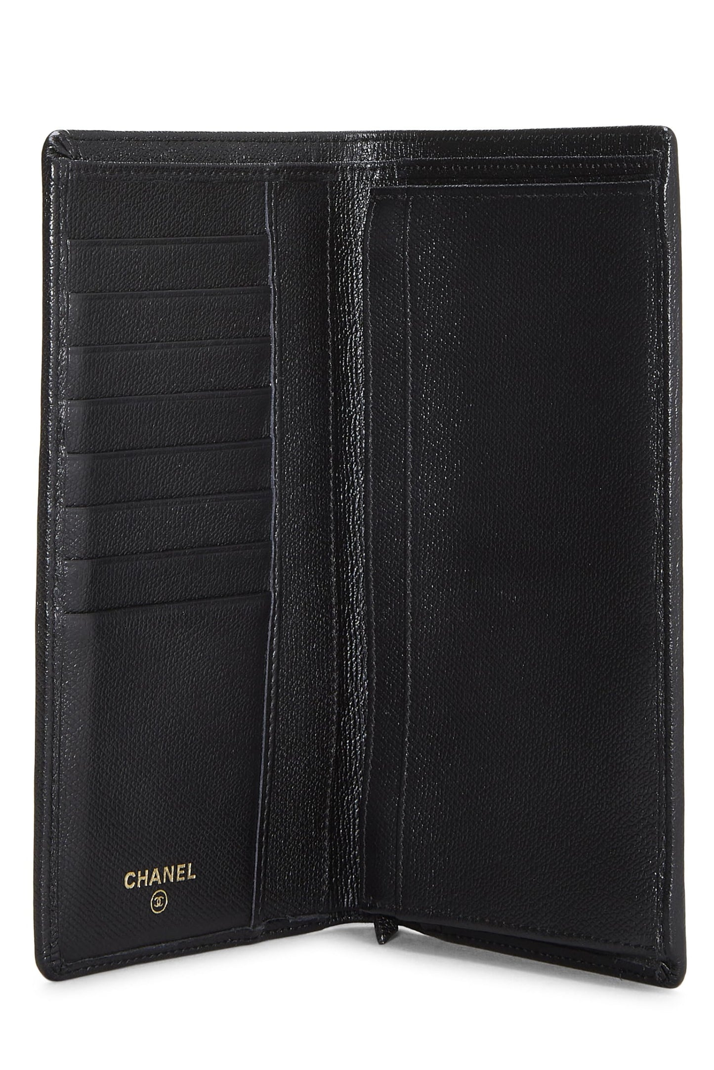 Chanel,  Black Calfskin Long Wallet, Black