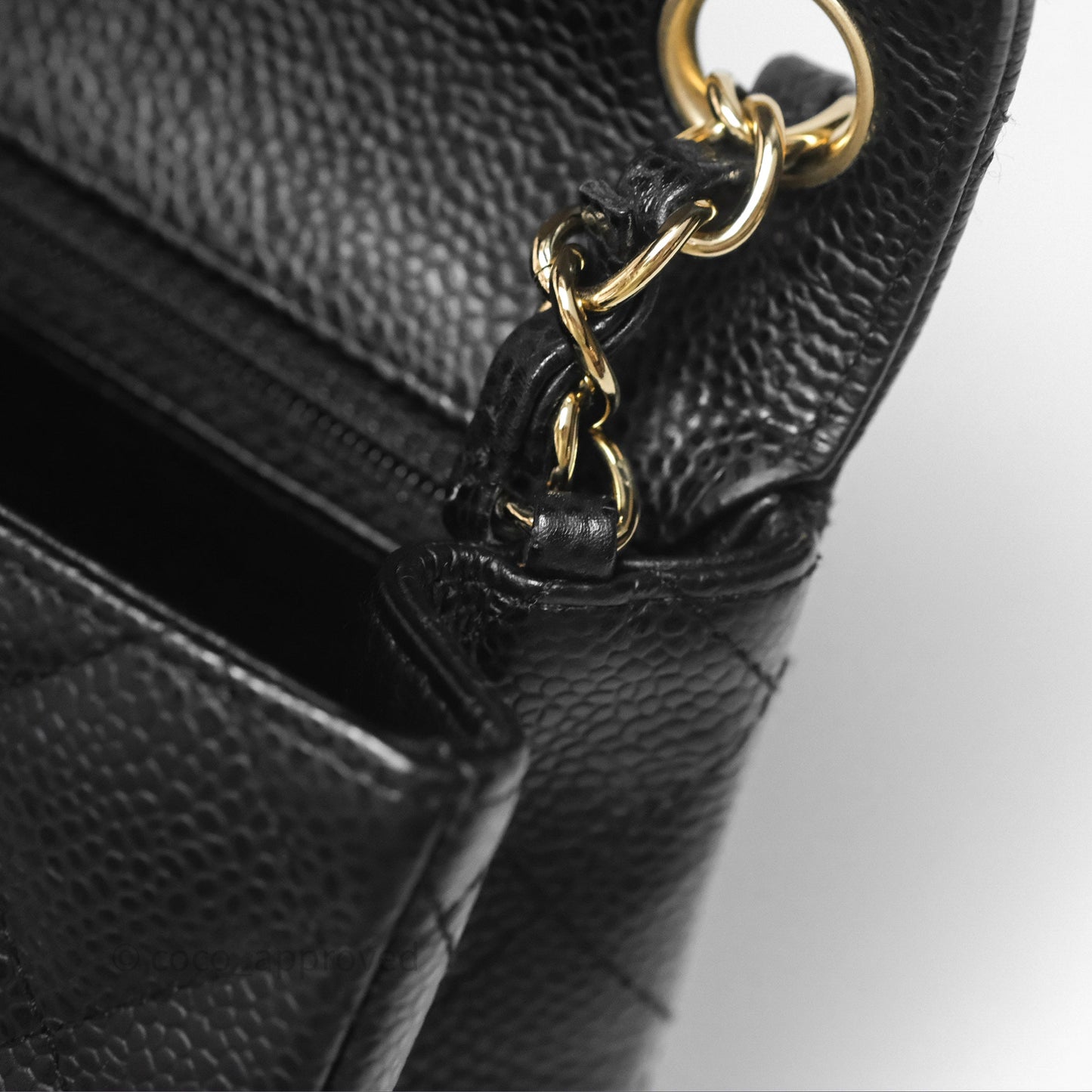 Chanel Vintage Mini Square Flap Quilted Black Caviar 24K Gold Hardware