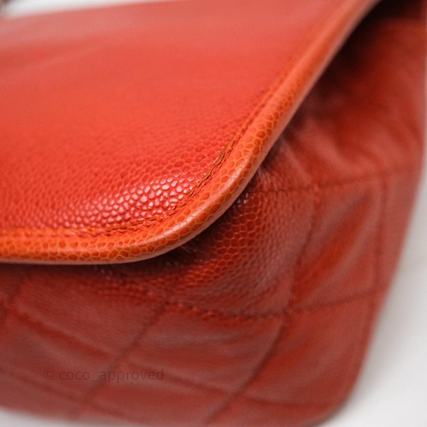 Chanel Flap Bag Caviar Orange Silver Hardware