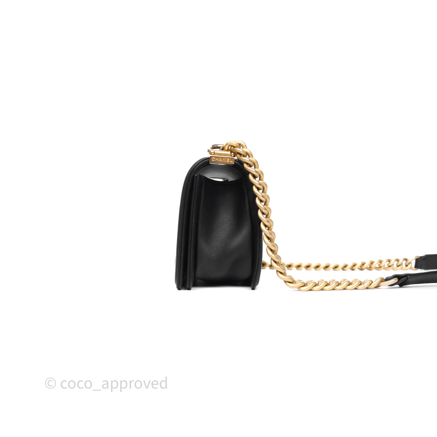 Chanel Small Boy Black Lambskin Aged Gold Hardware