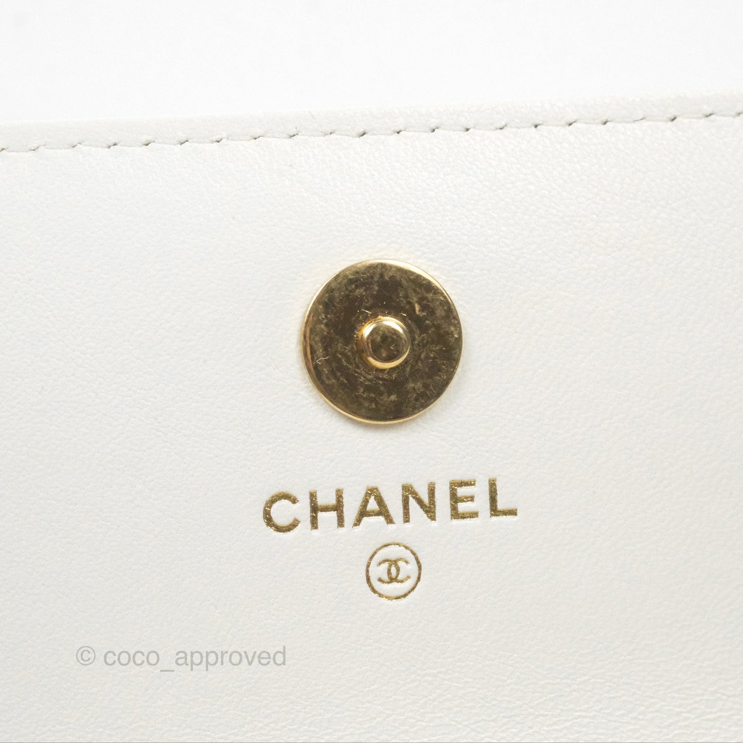Chanel Dynasty Phone Holder with Chain White Ivory Lambskin Aged Gold Hardware