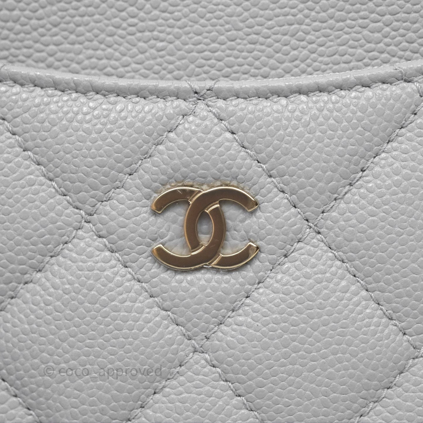 Chanel Quilted Classic Zip Card Holder Wallet Grey Caviar Gold Hardware