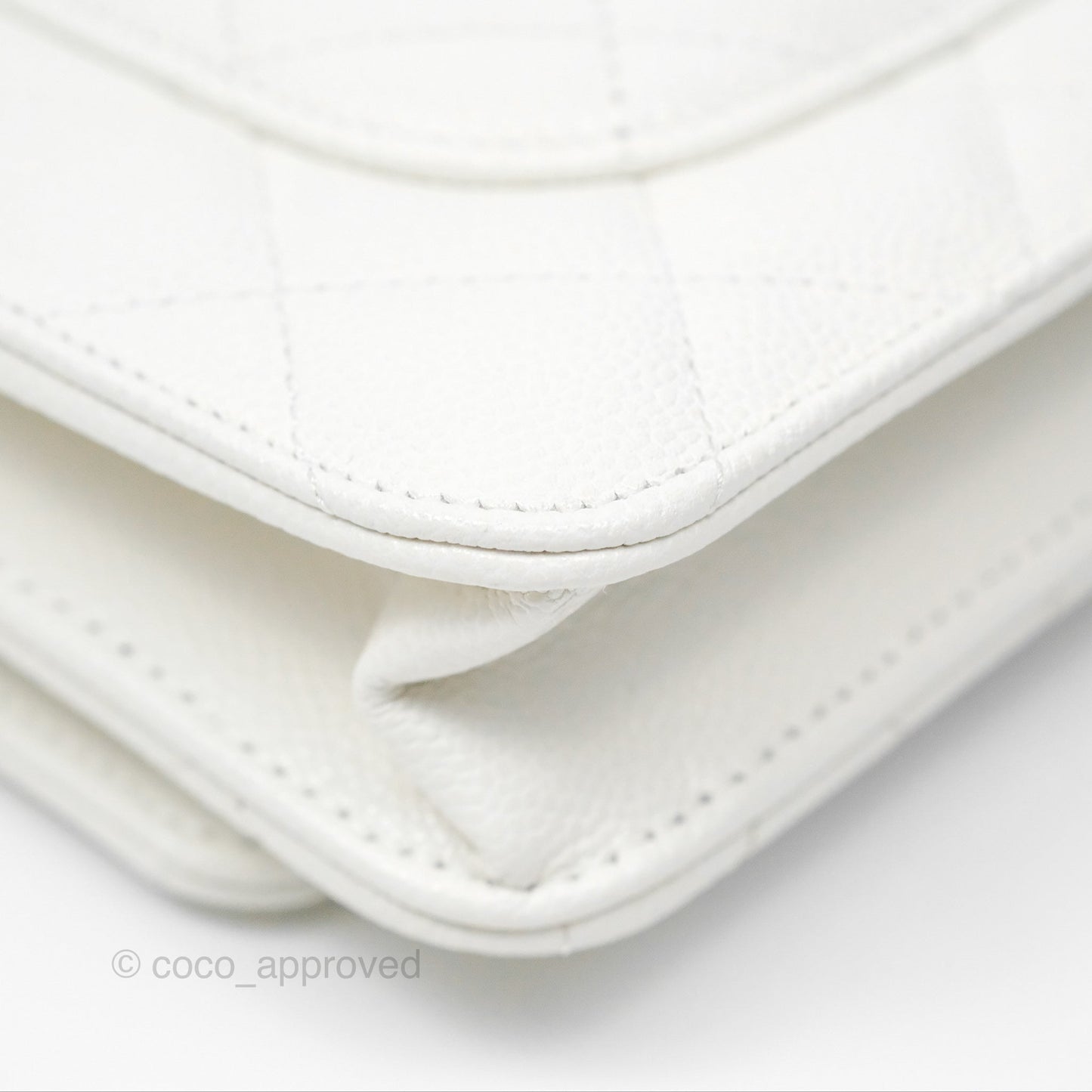 Chanel Classic Quilted Wallet On Chain WOC White Caviar Gold Hardware