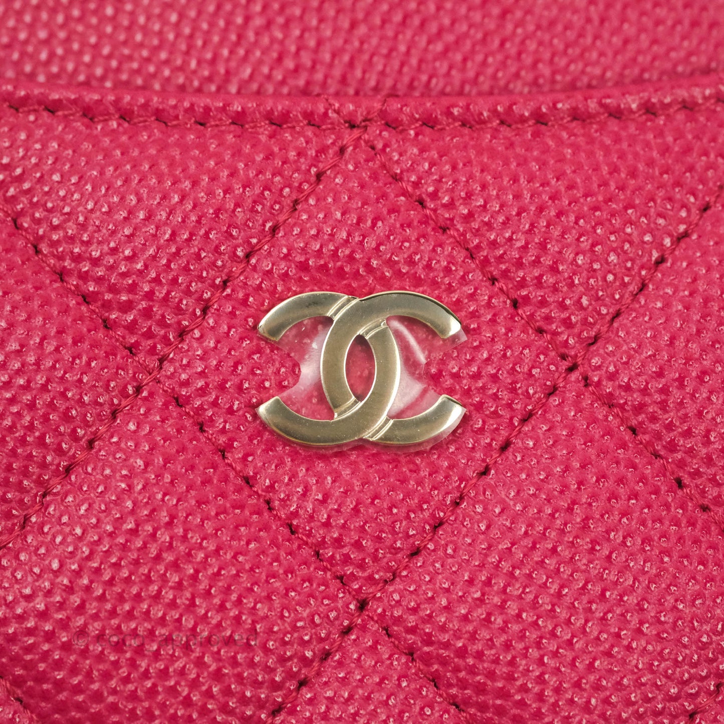 Chanel Classic Caviar Flat Card Holder Pink Gold Hardware 21A
