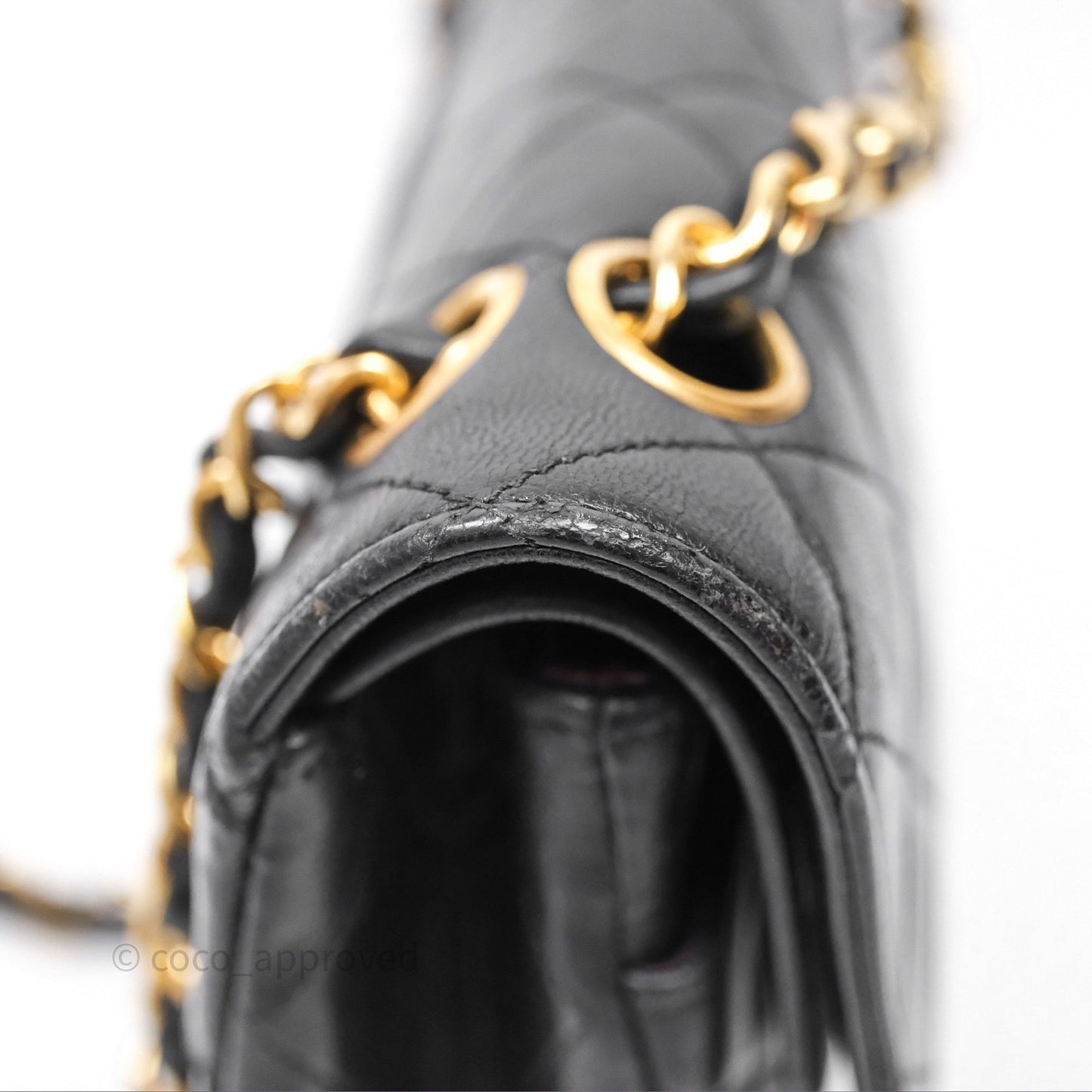 Chanel Classic Vintage Double Flap M/L Black Lambskin Gold Hardware