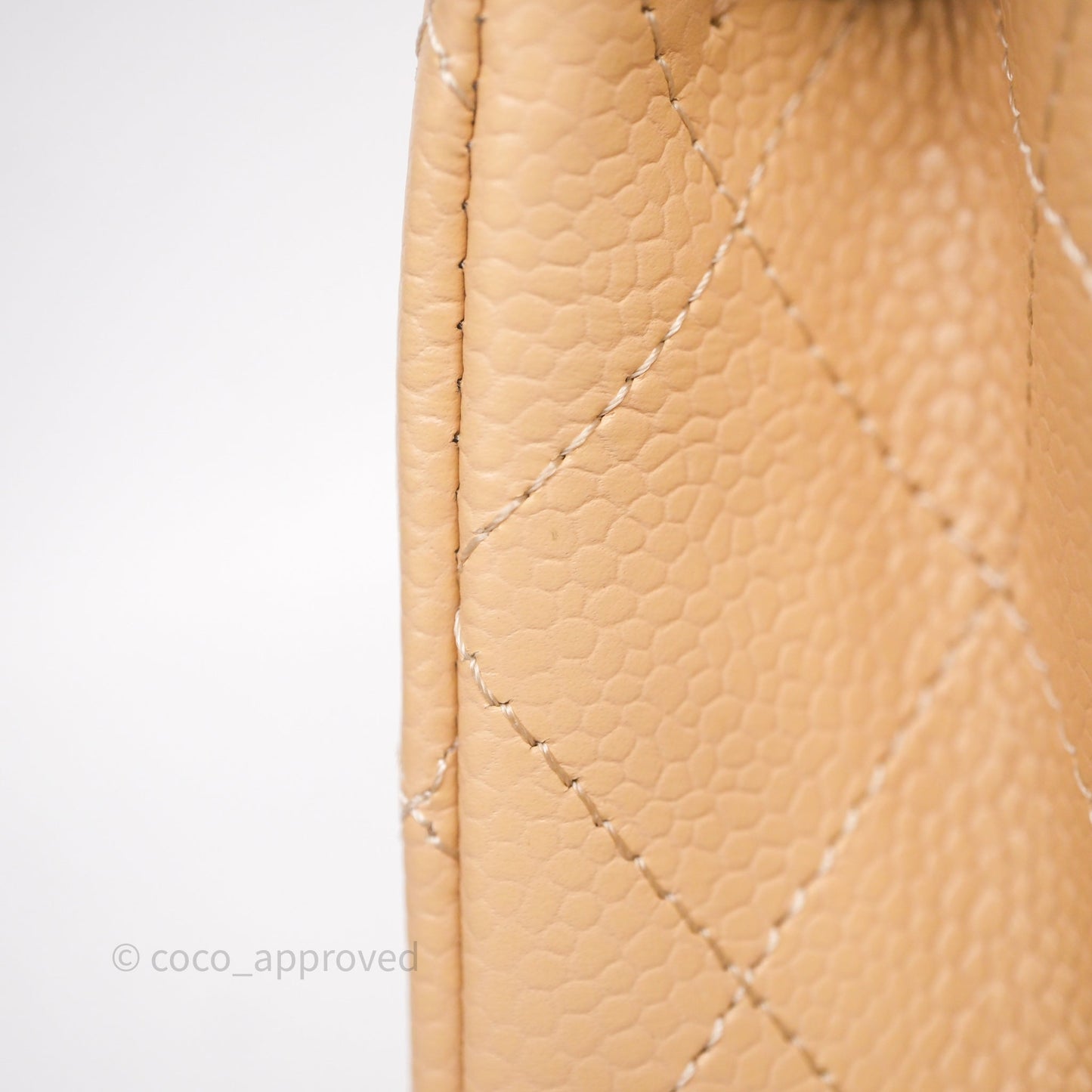 Chanel Classic M/L Medium Flap Quilted Beige Caviar Gold Hardware