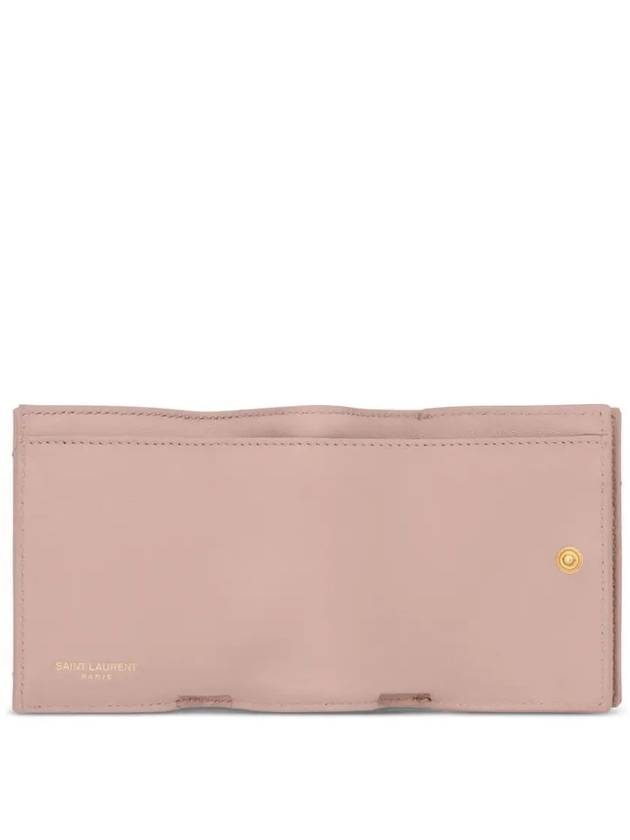 Luxury Saint Laurent Monogram Quilted Mini Half Wallet Pale Pink