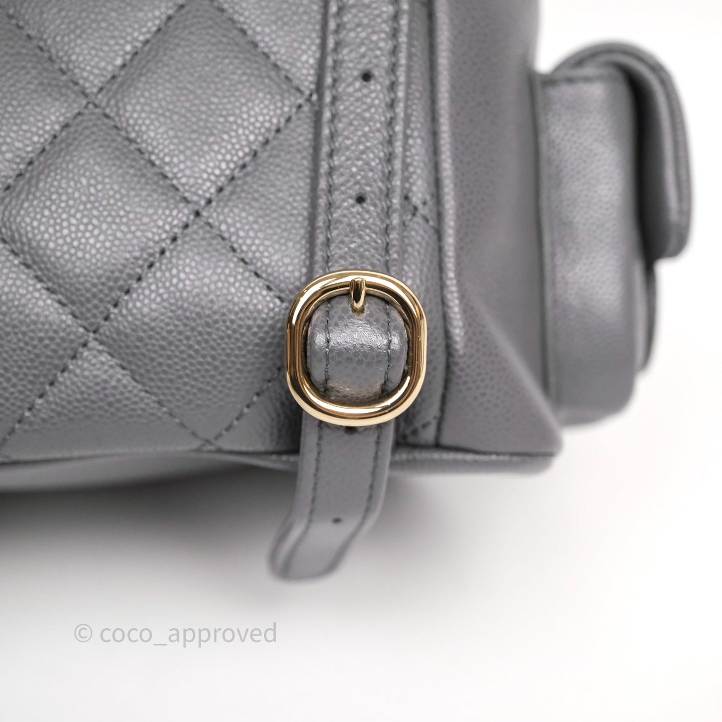 Chanel Small Duma Backpack Dark Grey Caviar Gold Hardware 23K