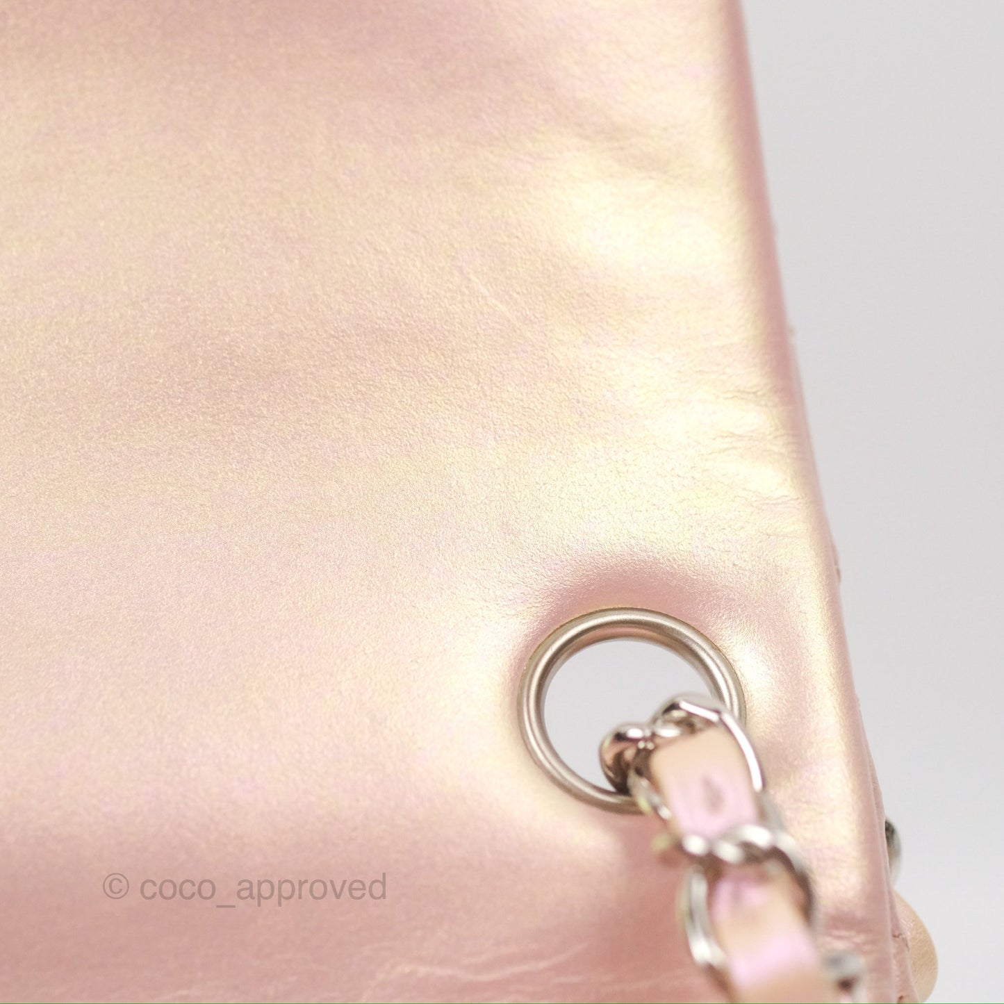 Chanel Mini Square Quilted Iridescent Pink Silver Hardware