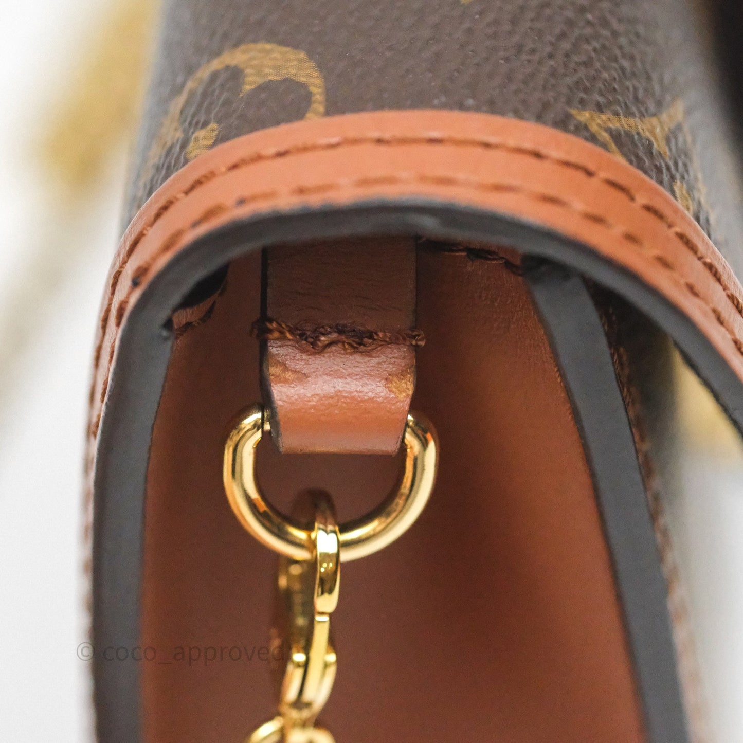 Louis Vuitton Chain Wallet Dauphine Monogram Tan Calfskin