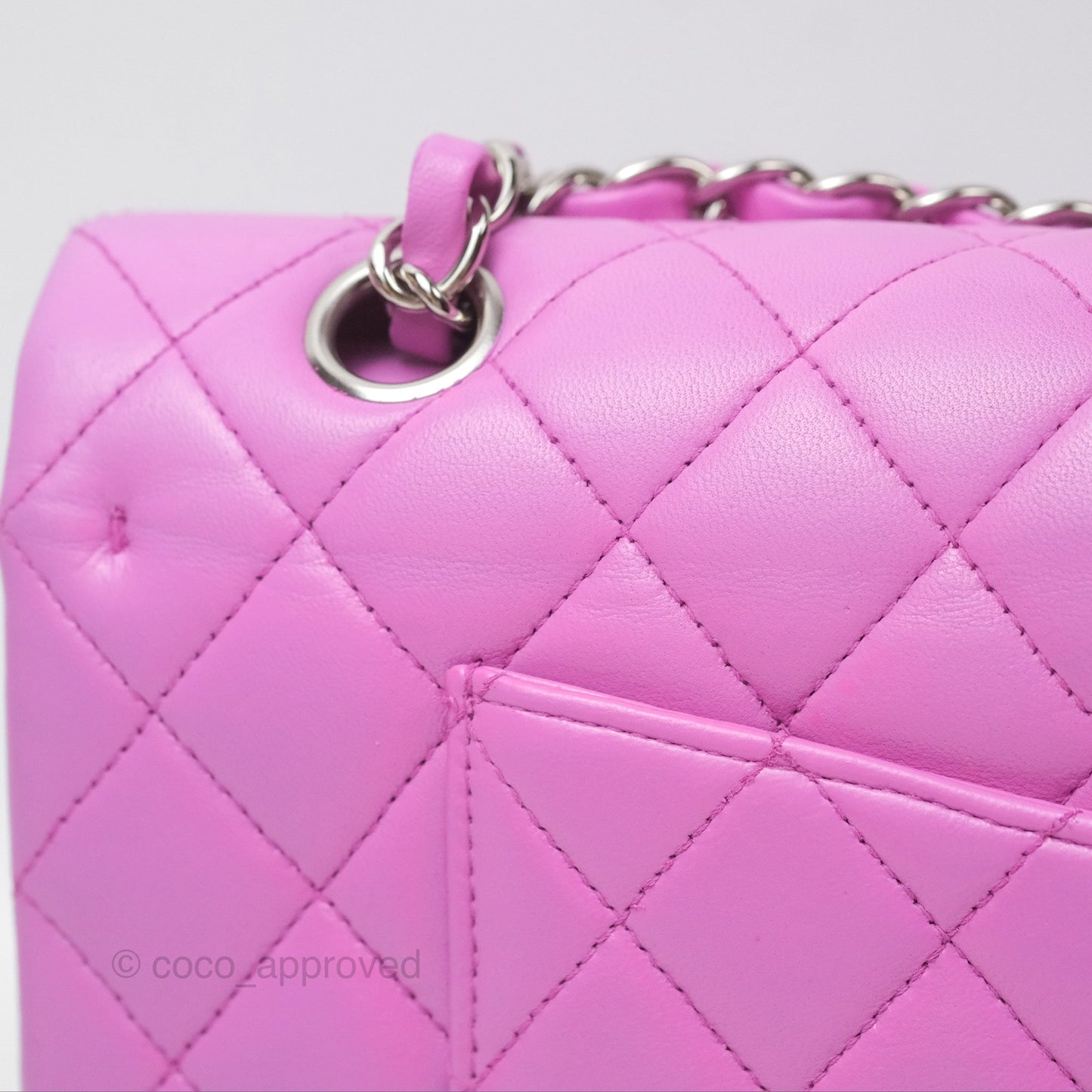 Chanel Medium Classic Flap Quilted Purple Lambskin Silver Hardware