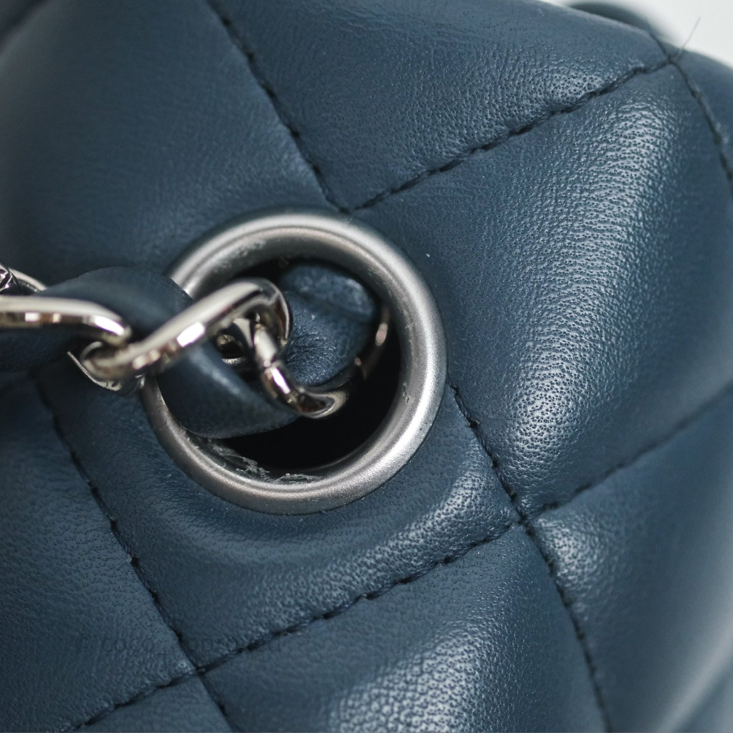 Chanel Quilted Mini Rectangular Navy Lambskin Silver Hardware