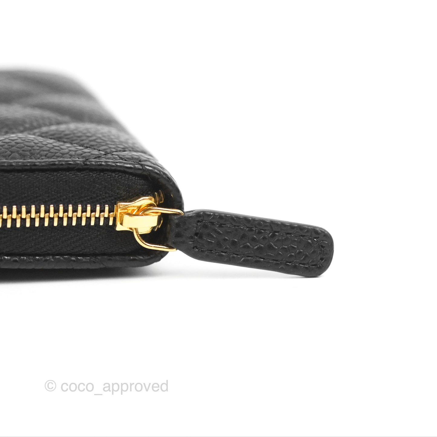 Chanel Classic Quilted Zipped Coin Purse Black Caviar Gold Hardware