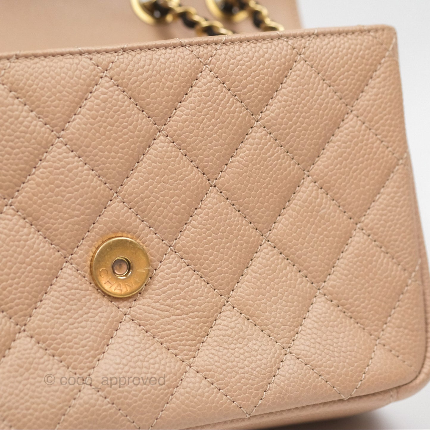 Chanel Quilted Small CC Filigree Flap Beige Black Caviar