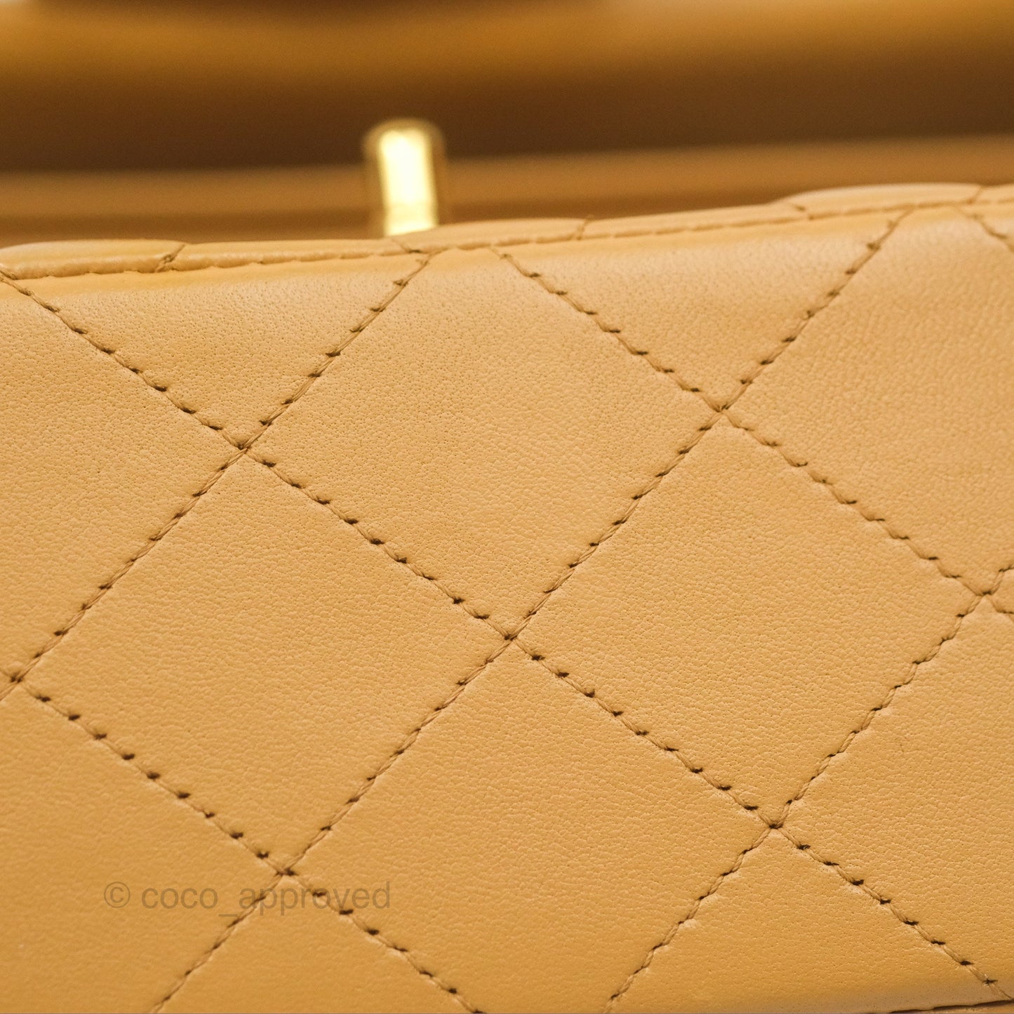 Chanel Vintage Small Classic Flap Beige Lambskin 24K Gold Hardware