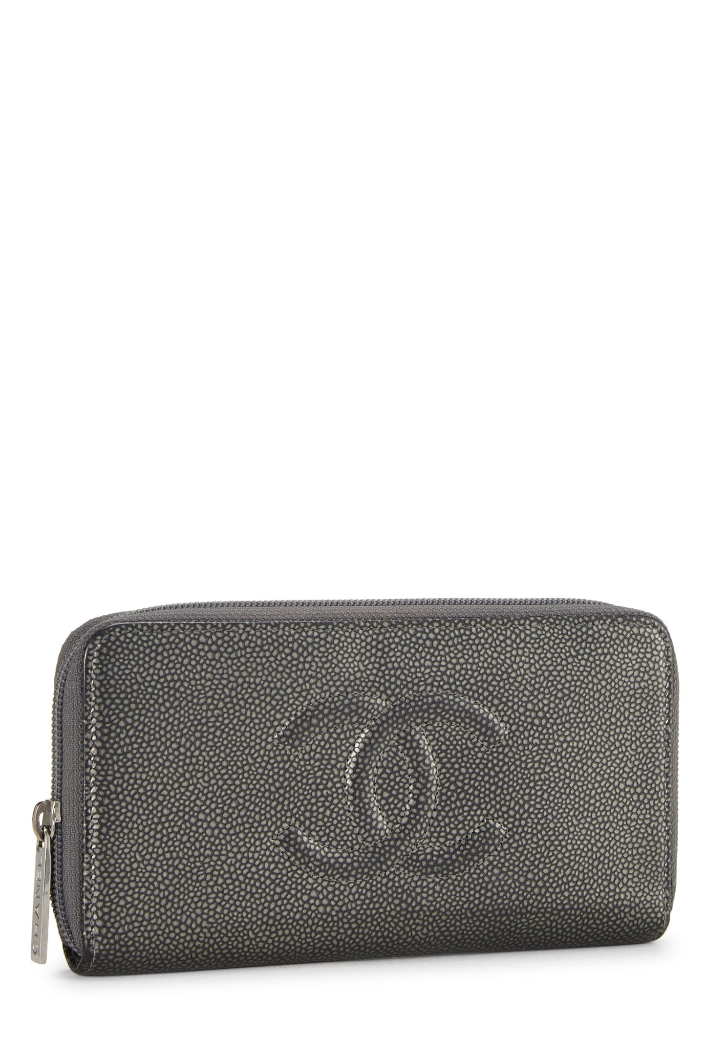 Chanel,  Silver Caviar Timeless 'CC' Wallet, Grey