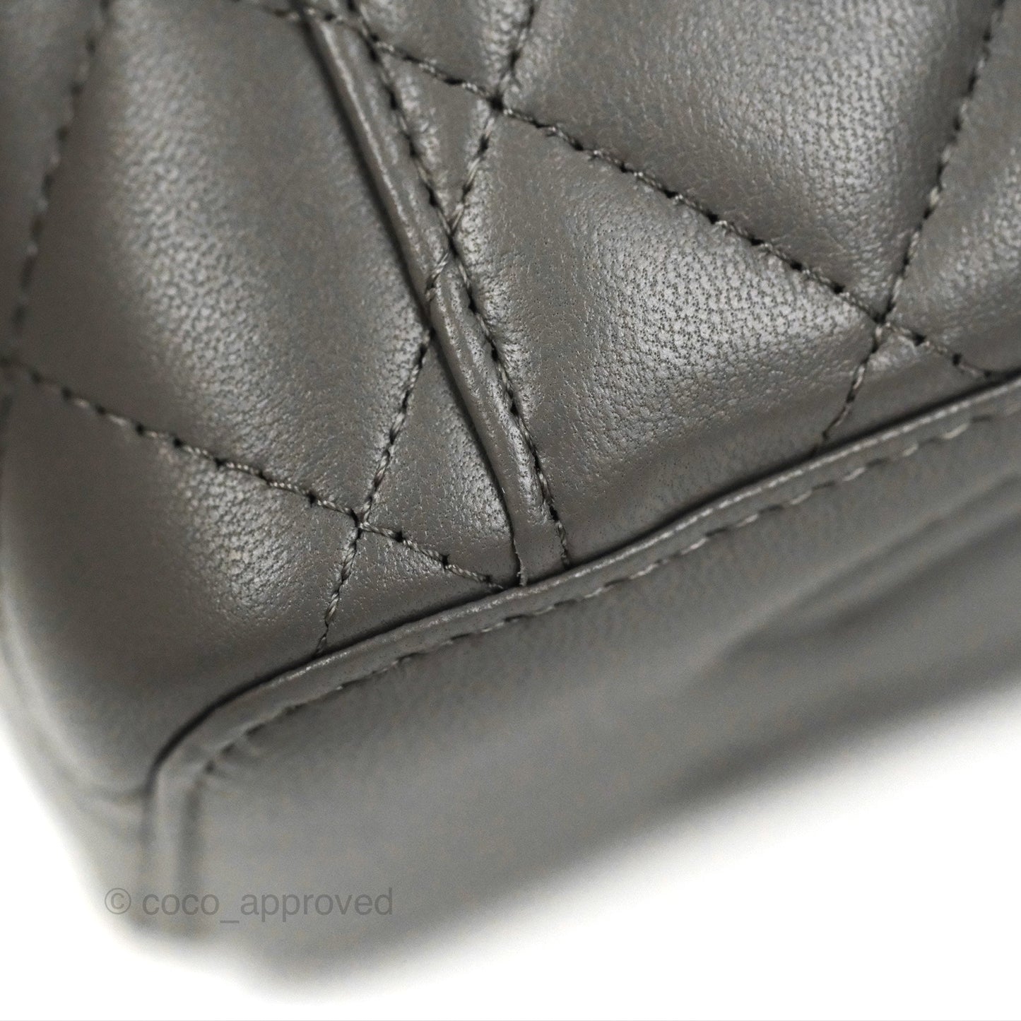 Chanel Vanity Rectangular Top Handle Grey Lambskin Gold Hardware
