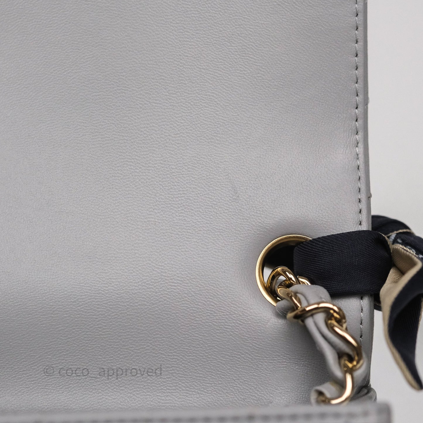 Chanel Mini Square Flap Chevron Grey Lambskin Gold Hardware