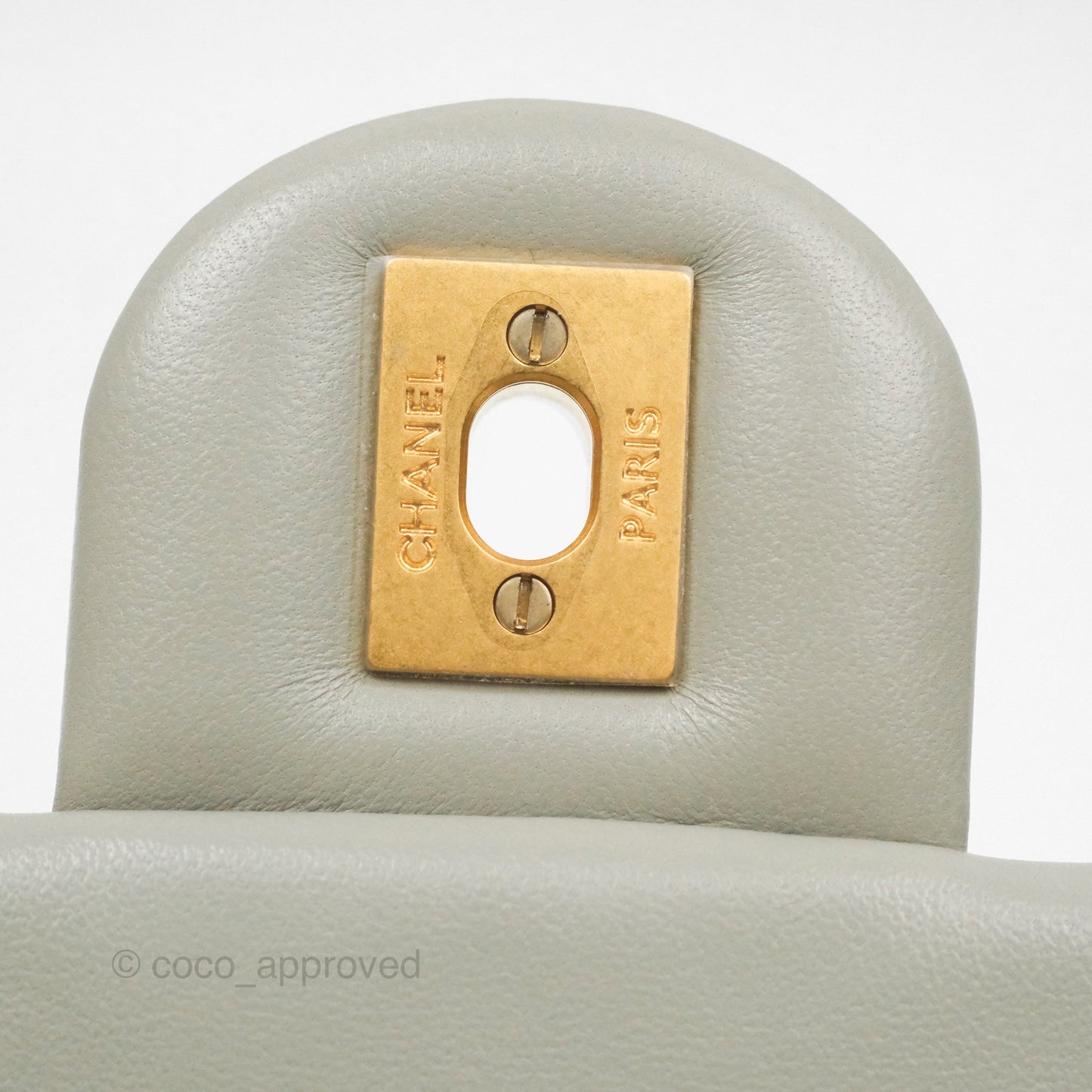 Chanel Pearl Crush Mini Rectangular Grey Lambskin Aged Gold Hardware