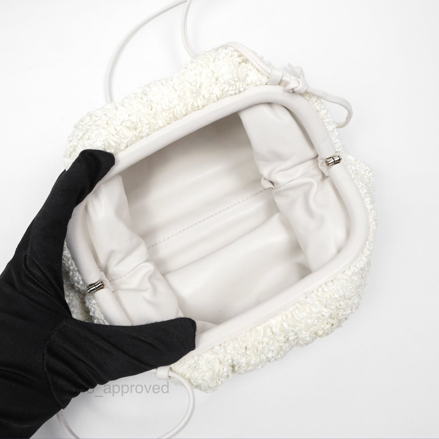 Bottega Veneta The Mini Pouch Boucle Raffia White