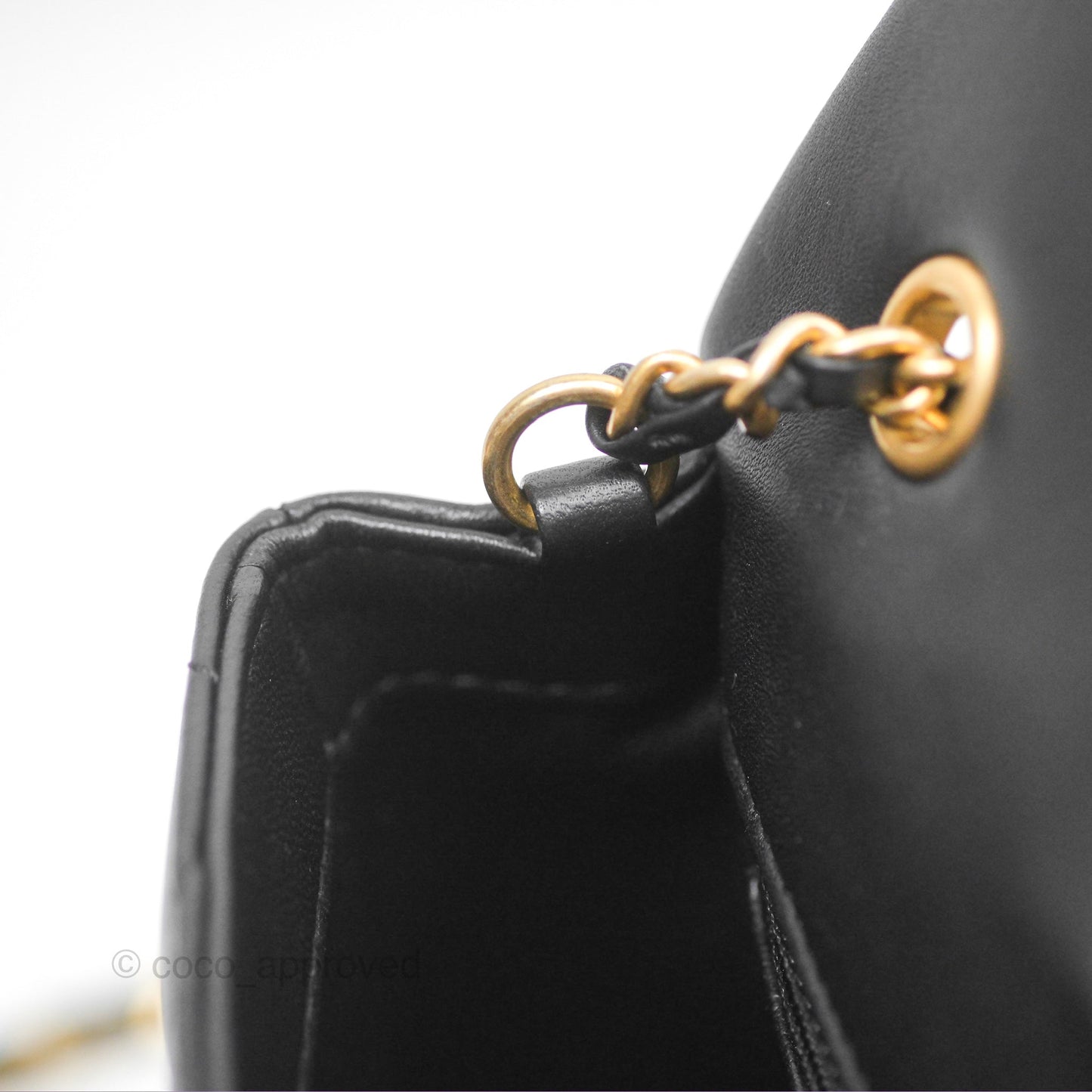 Chanel Mini Flap Bag With Heart CC Charm Black Lambskin Aged Gold Hardware