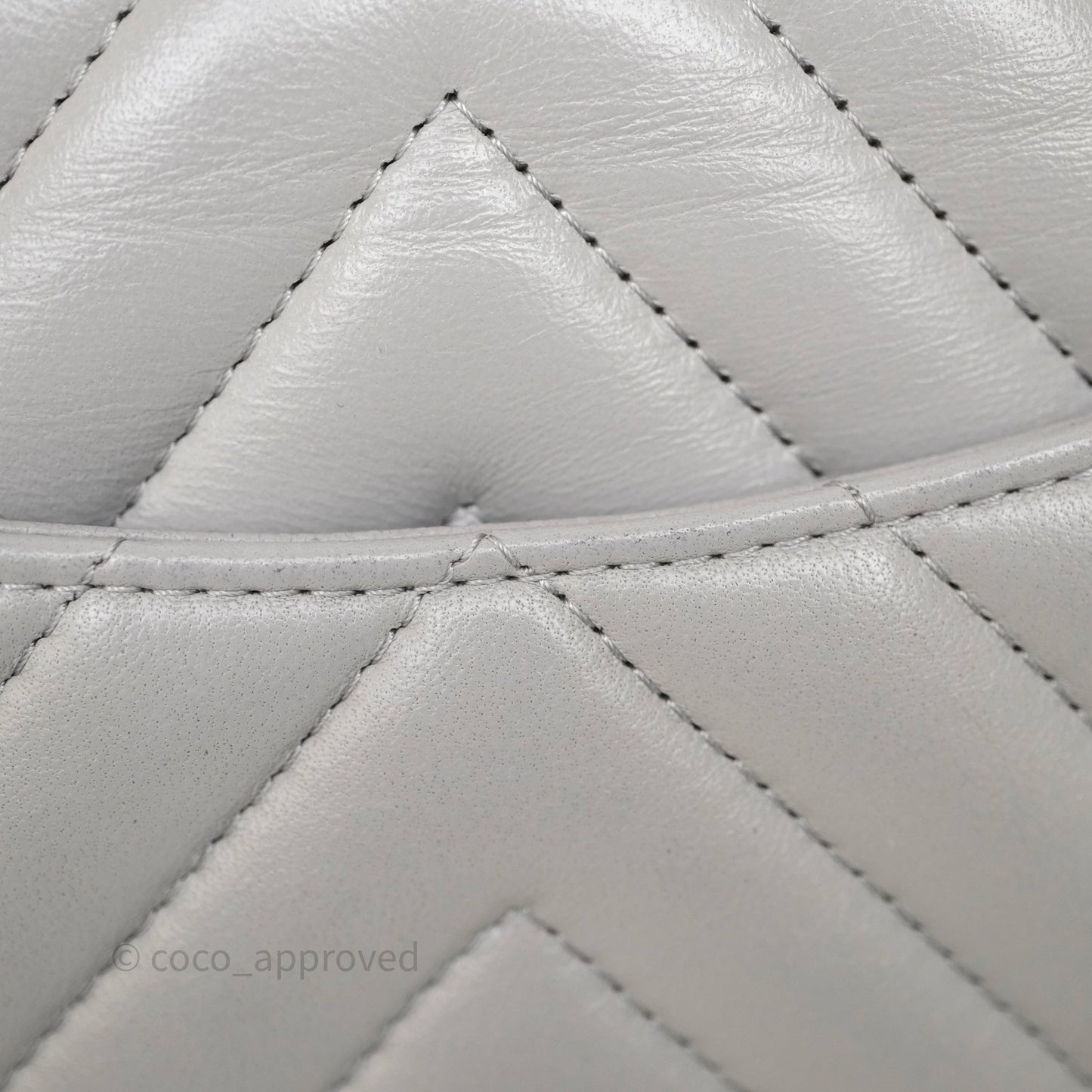 Chanel Mini Rectangular Chevron Grey Lambskin Light Gold Hardware