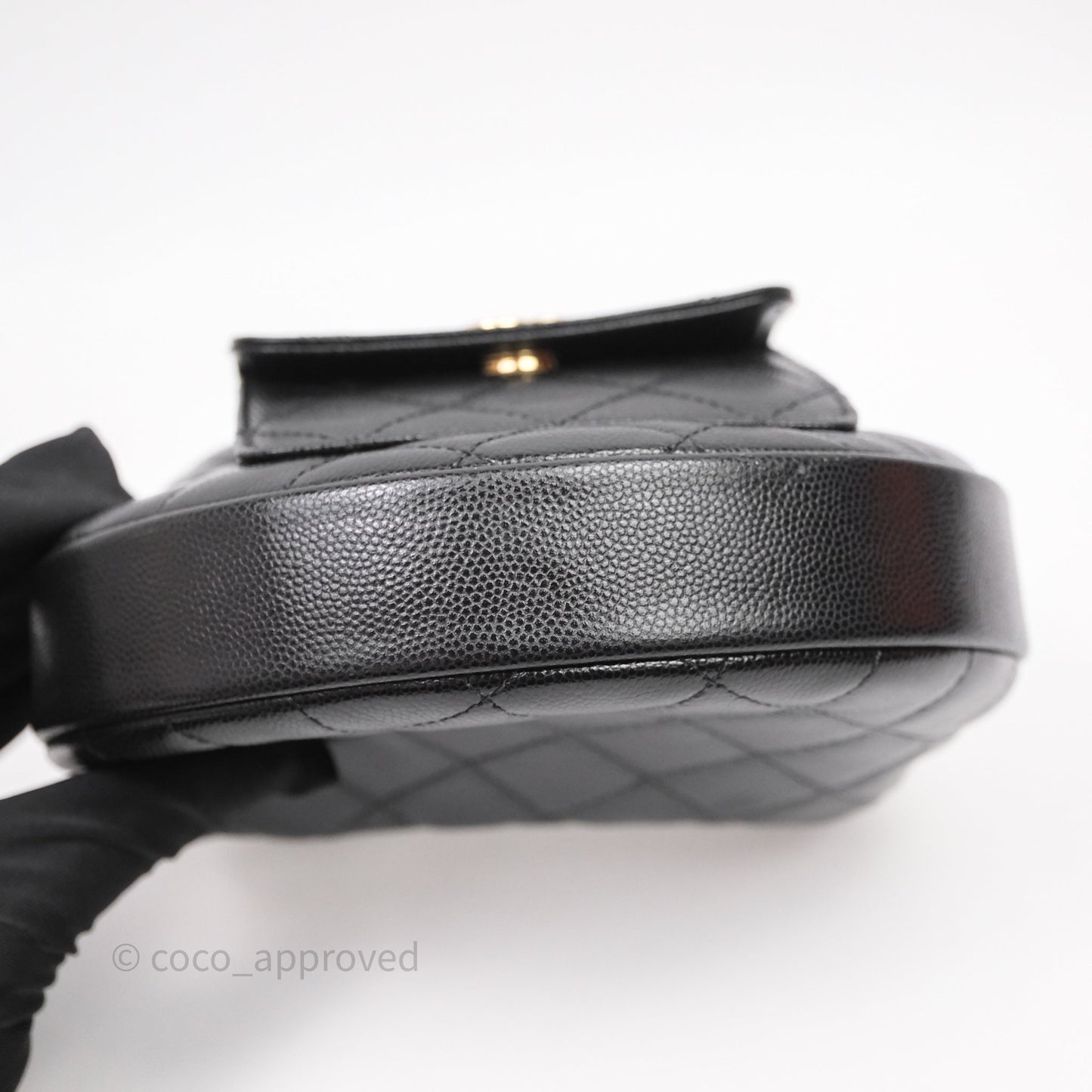 Chanel Quilted Polly Pocket Hobo Bag Caviar Black Gold Hardware