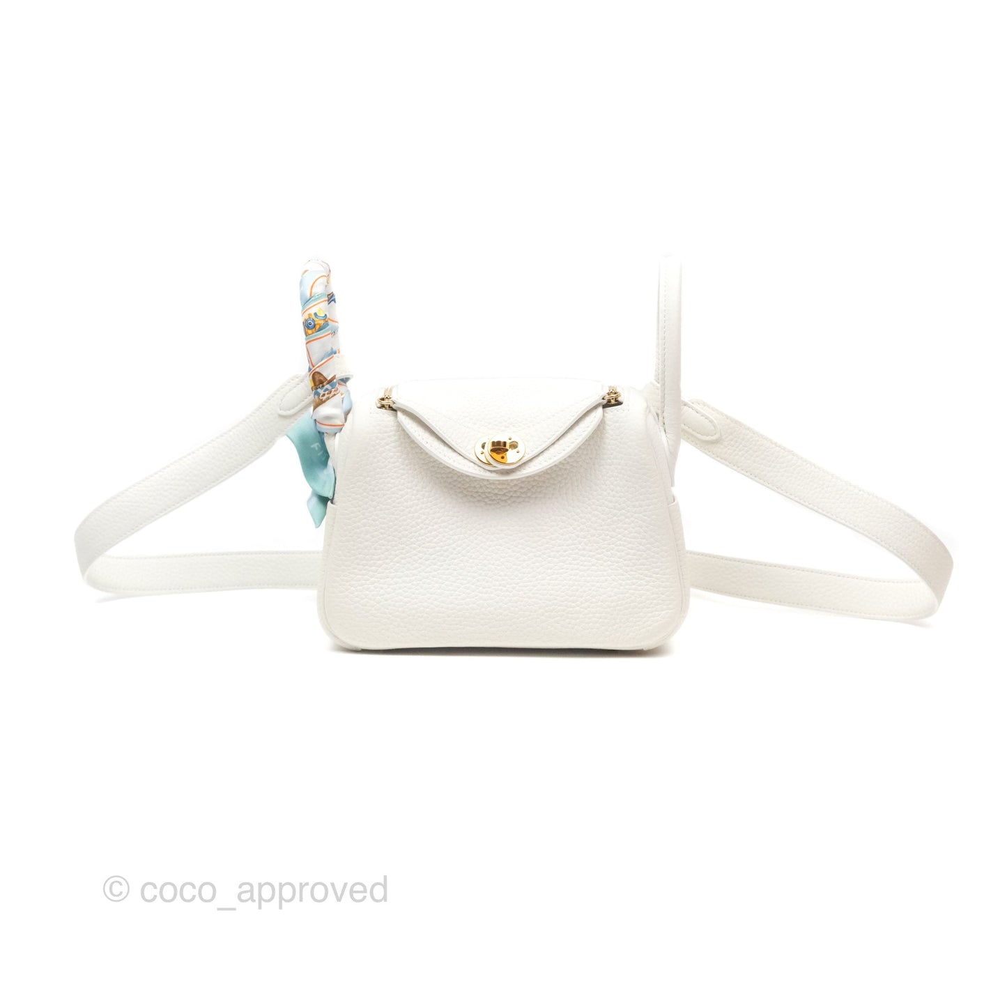 Hermès Mini Lindy 20 New White 0U Clemence Gold Hardware