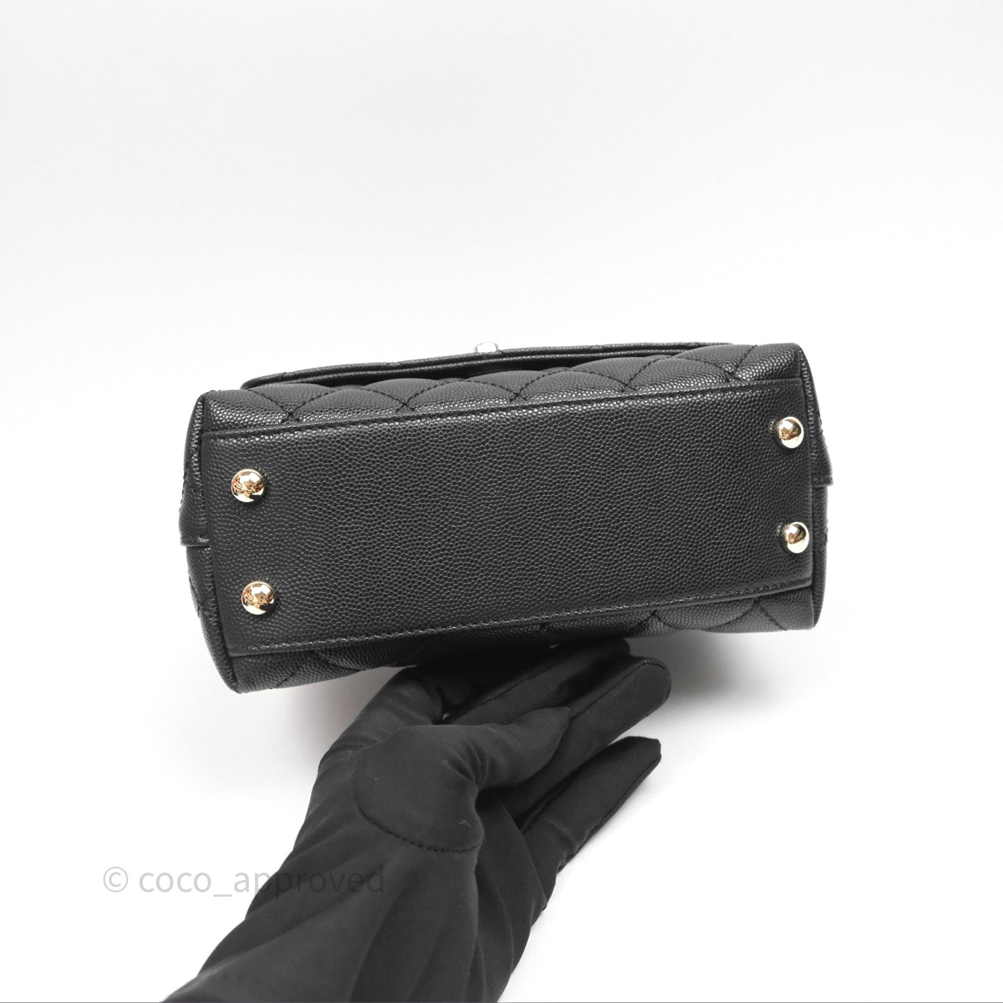 Chanel Mini Coco Handle Quilted Black Caviar Gold Hardware