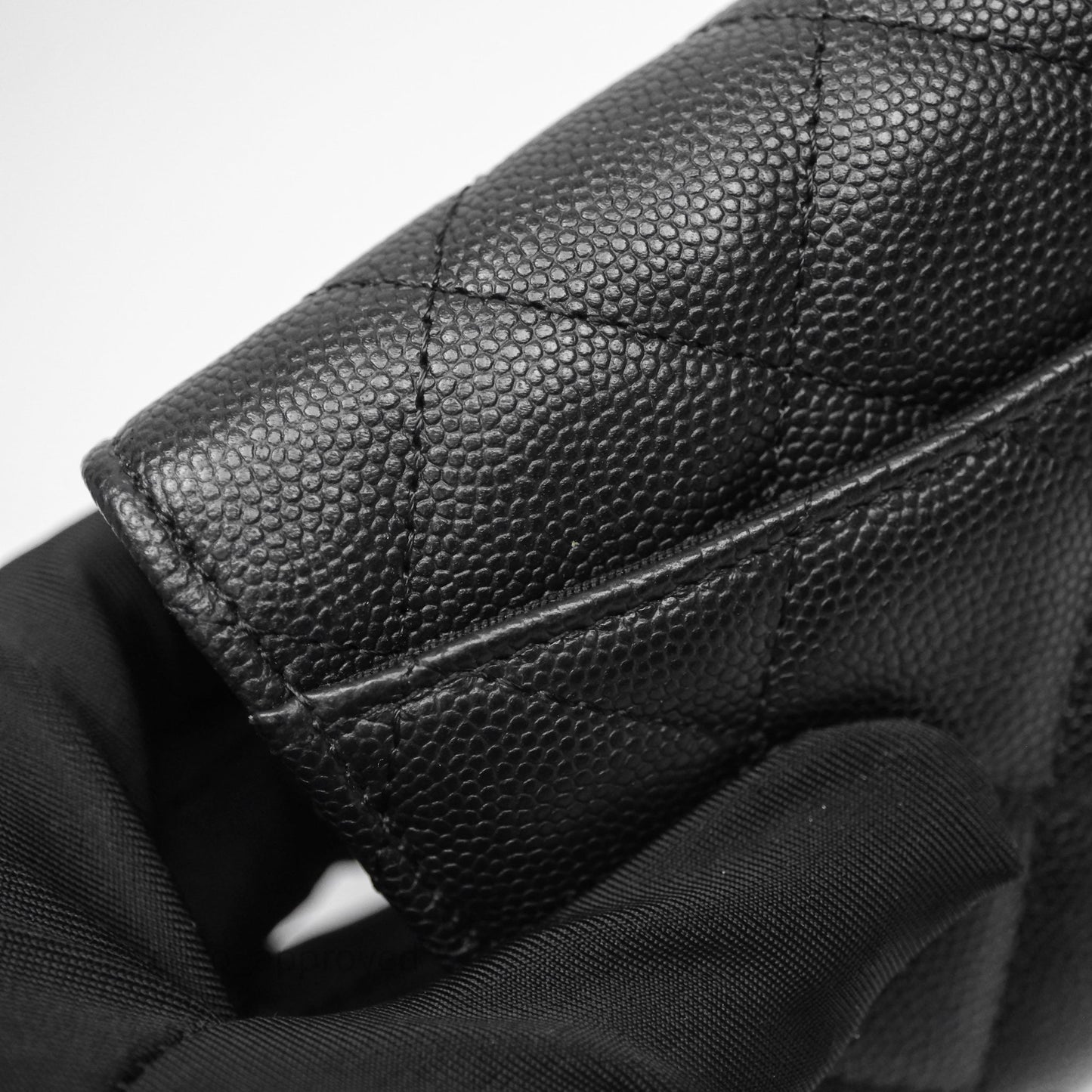 Chanel Classic Long Black Caviar Flap Wallet Silver Hardware
