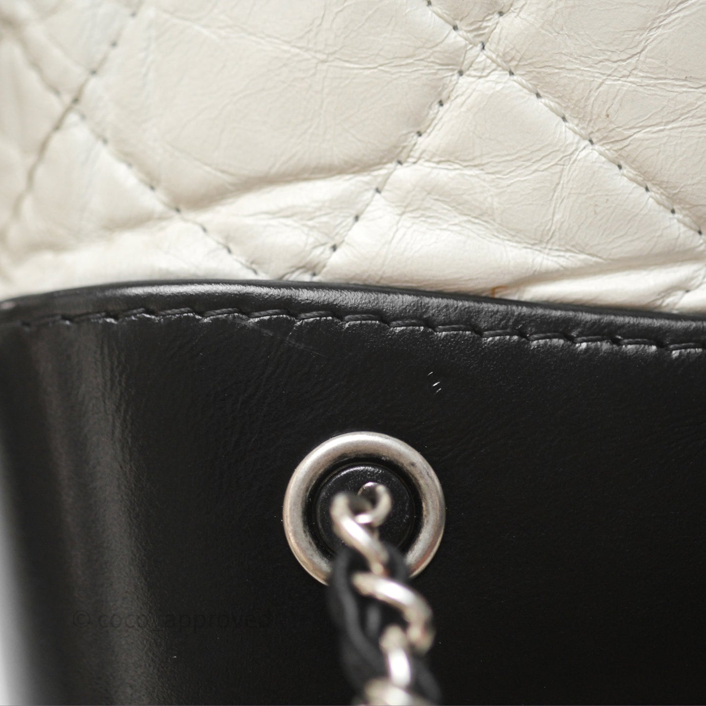 Chanel Small Gabrielle Backpack White Black Aged Calfskin
