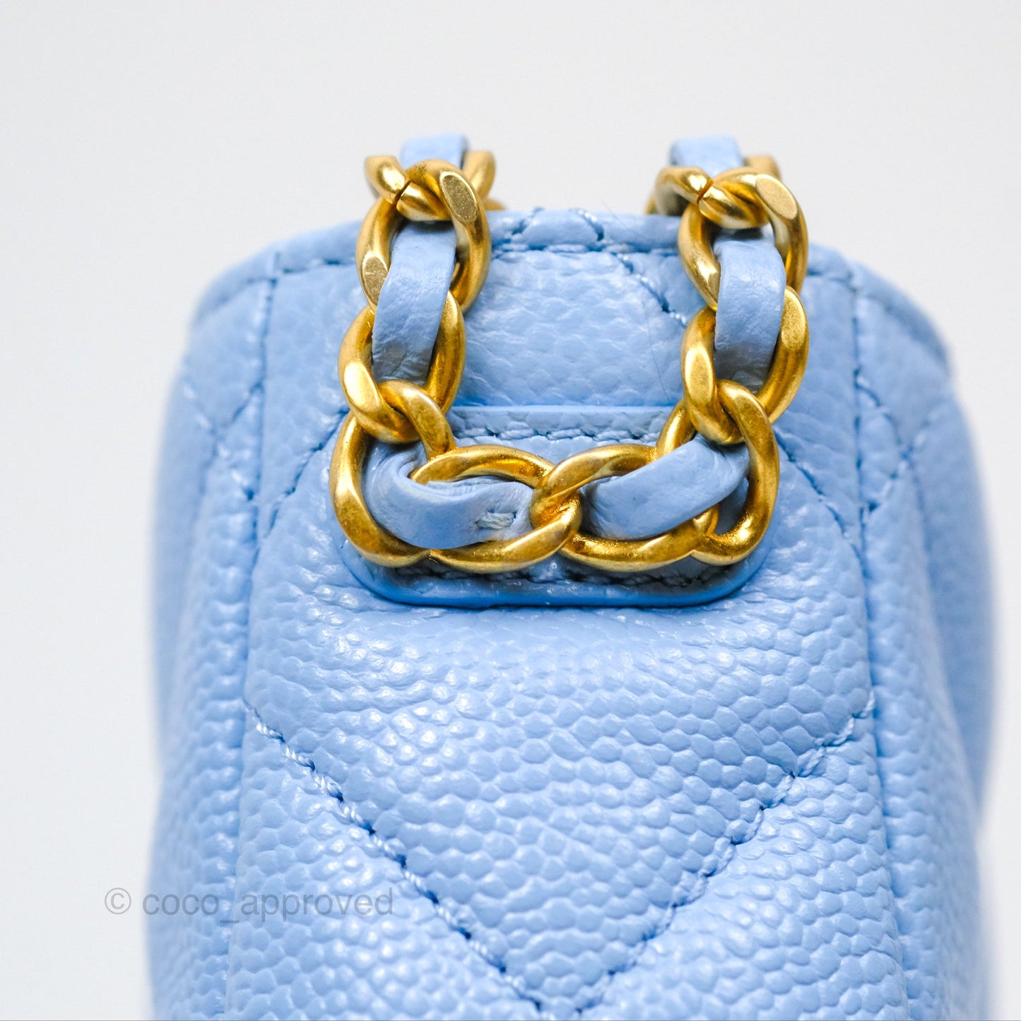 Chanel Small CC Chain Hobo Caviar Blue Aged Gold Hardware