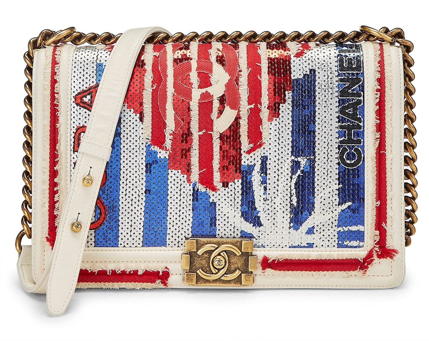 Chanel,  Paris-Cuba Red & Blue Sequin Boy Bag Medium, Multi