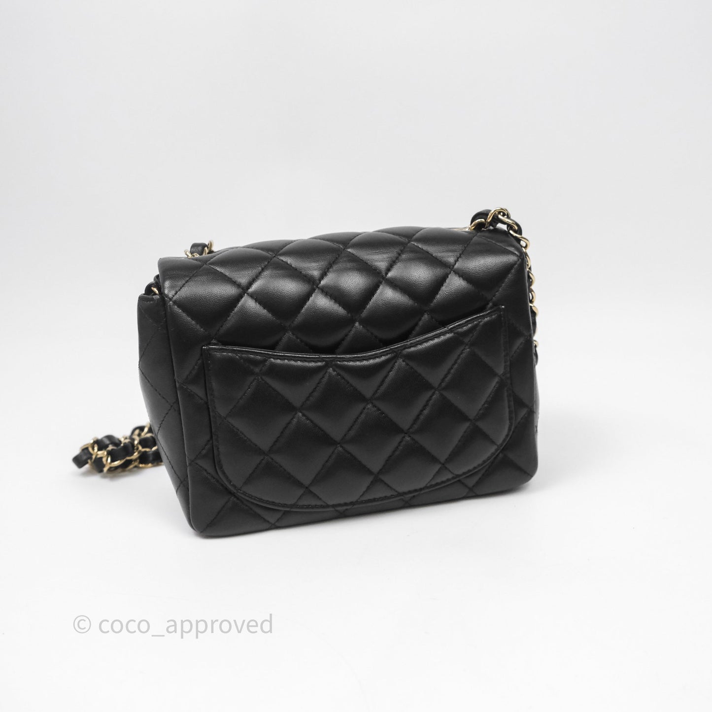 Chanel Mini Square Quilted Black Lambskin Gold Hardware