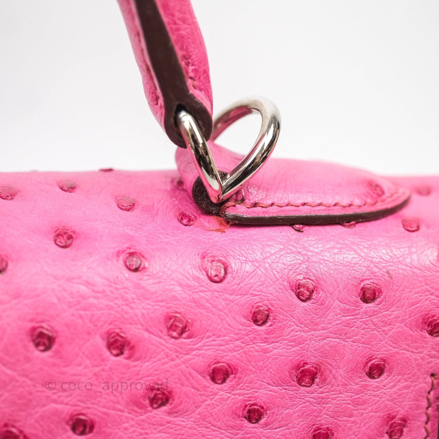Hermes Kelly 32 Fuchsia Ostrich Palladium Hardware