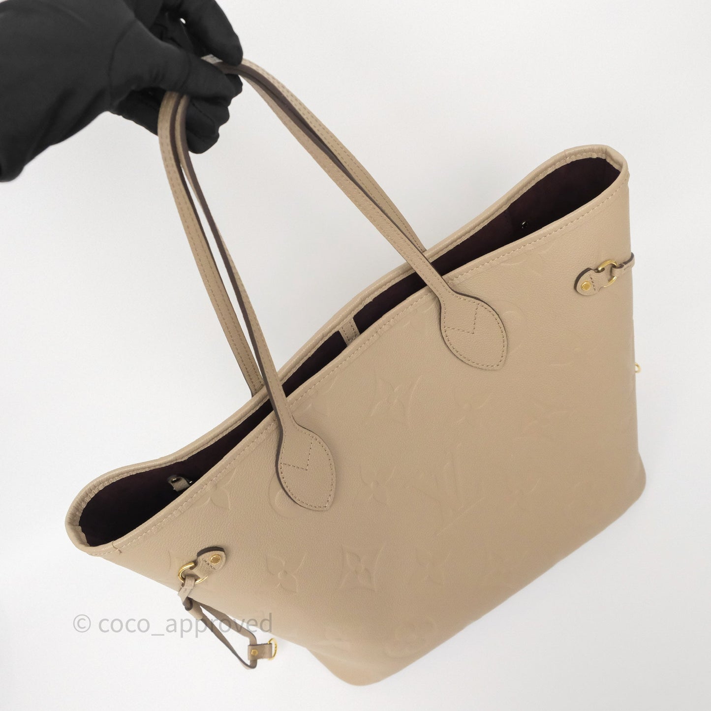 Louis Vuitton Neverfull MM Monogram Empreinte Leather Tourterelle