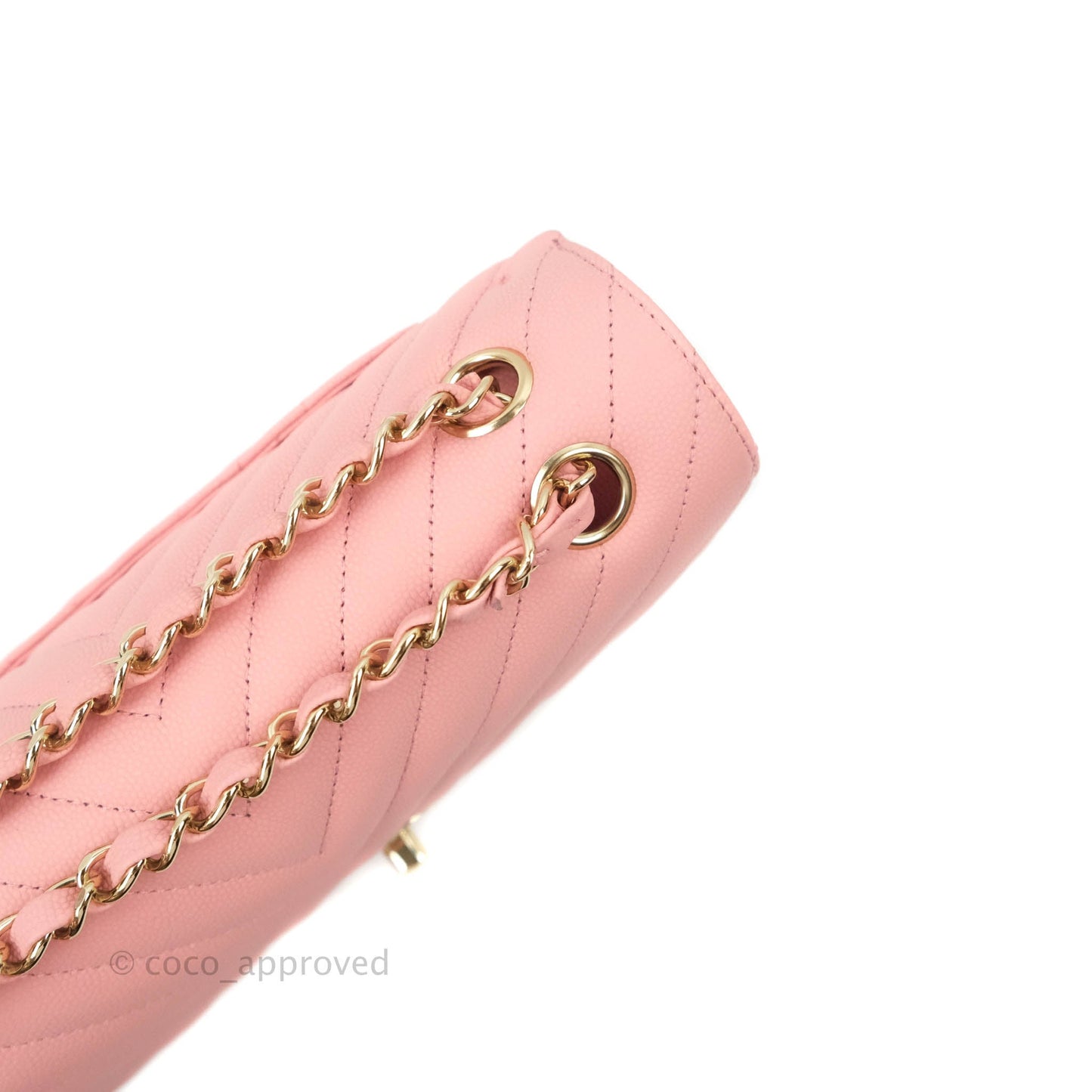 Chanel Classic Chevron S/M Small Double Flap Pink Matte Caviar Gold Hardware