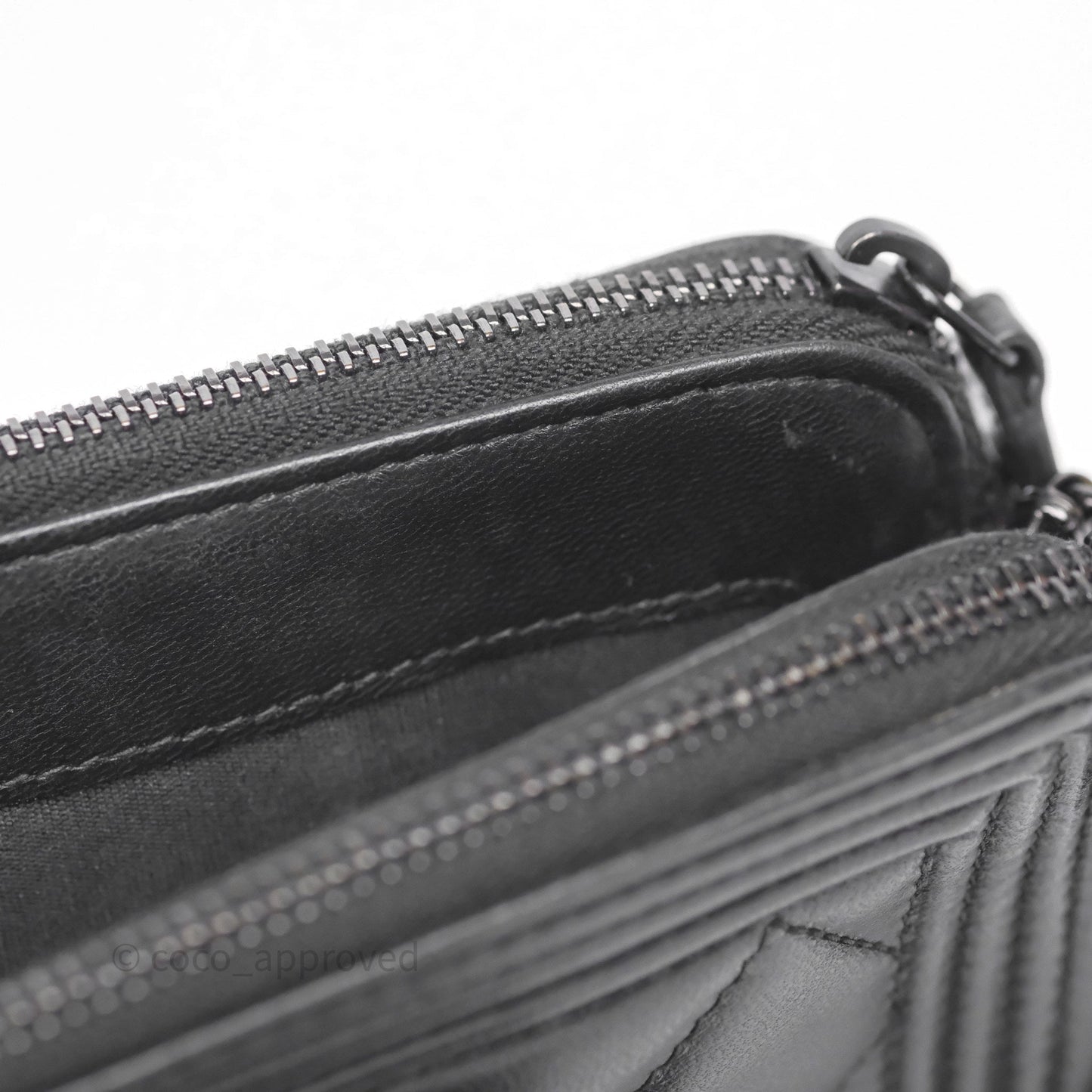 Chanel Boy Double Zip Clutch On Chain So Black Lambskin