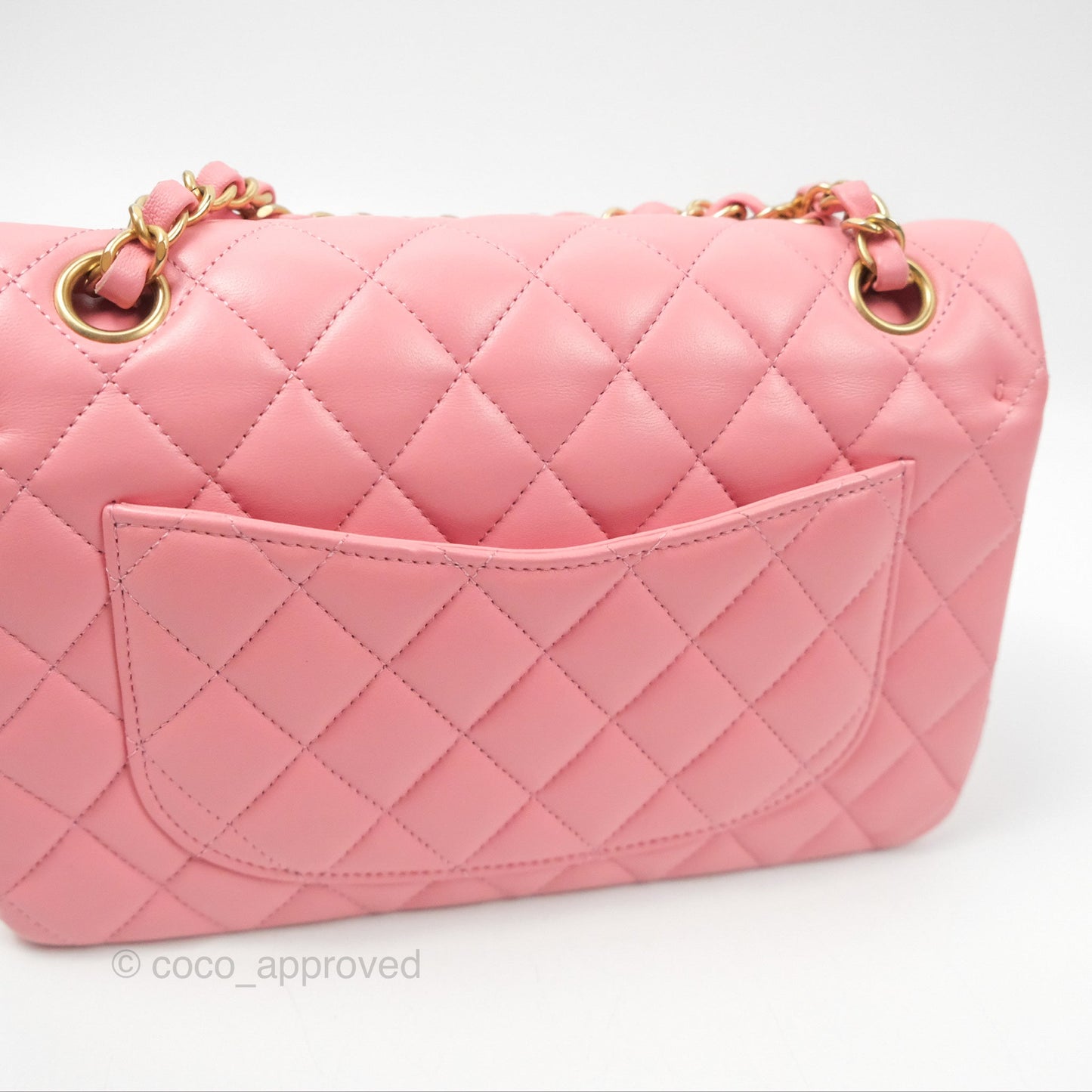 Chanel Small Classic Quilted Flap Pink Lambskin Gold Hardware