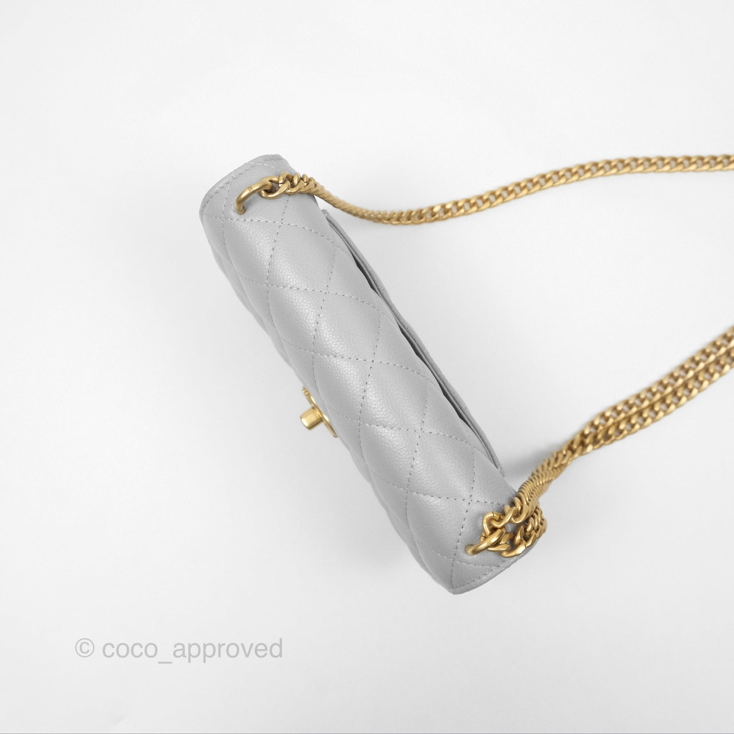 Chanel Heart Adjustable Chain WOC Grey Caviar Aged Gold Hardware